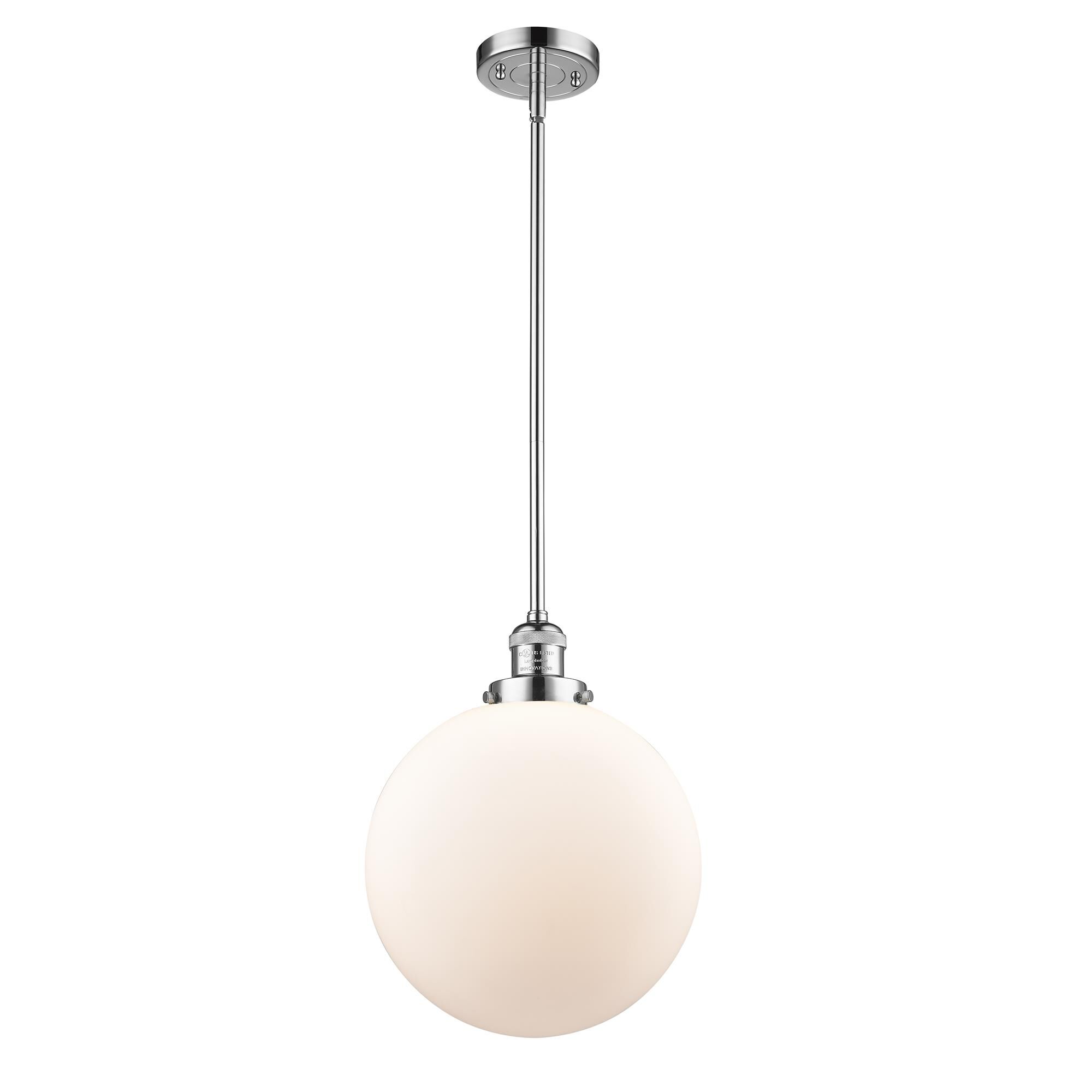 Shown in Polished Chrome finish and Matte White Cased Beacon glass