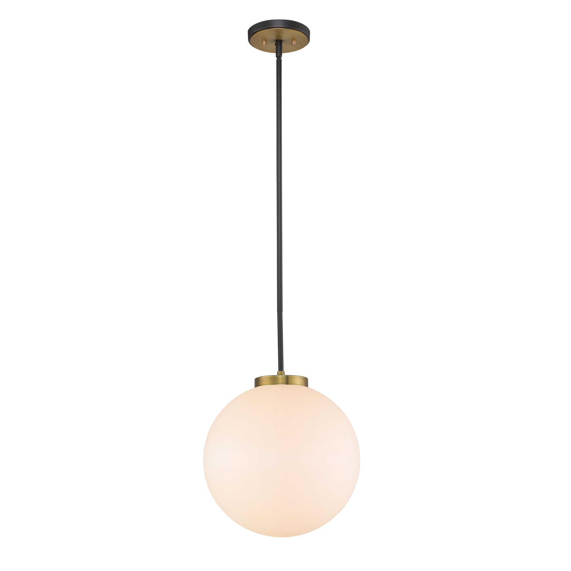 Shown in Matte Black + Olde Brass finish and Glass shade