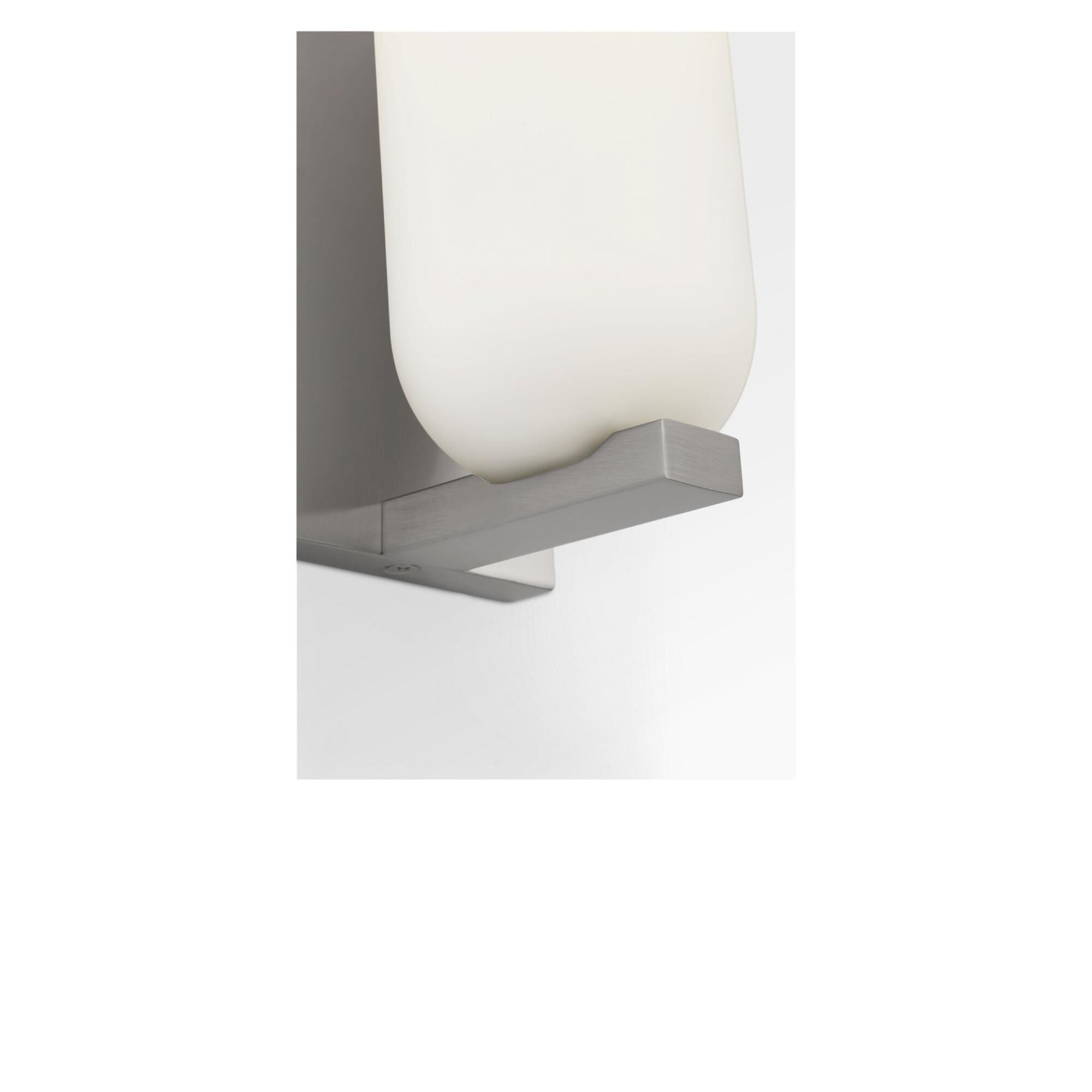 Shown in Brushed Nickel finish and Etched White glass