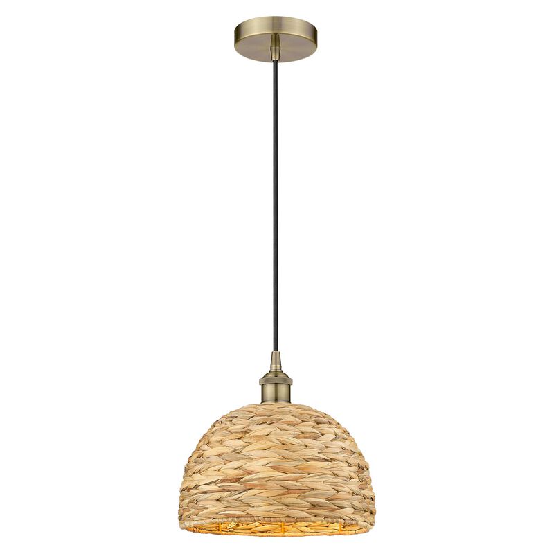 Bruno Marashlian Woven Rattan Mini Pendant by Innovations Lighting