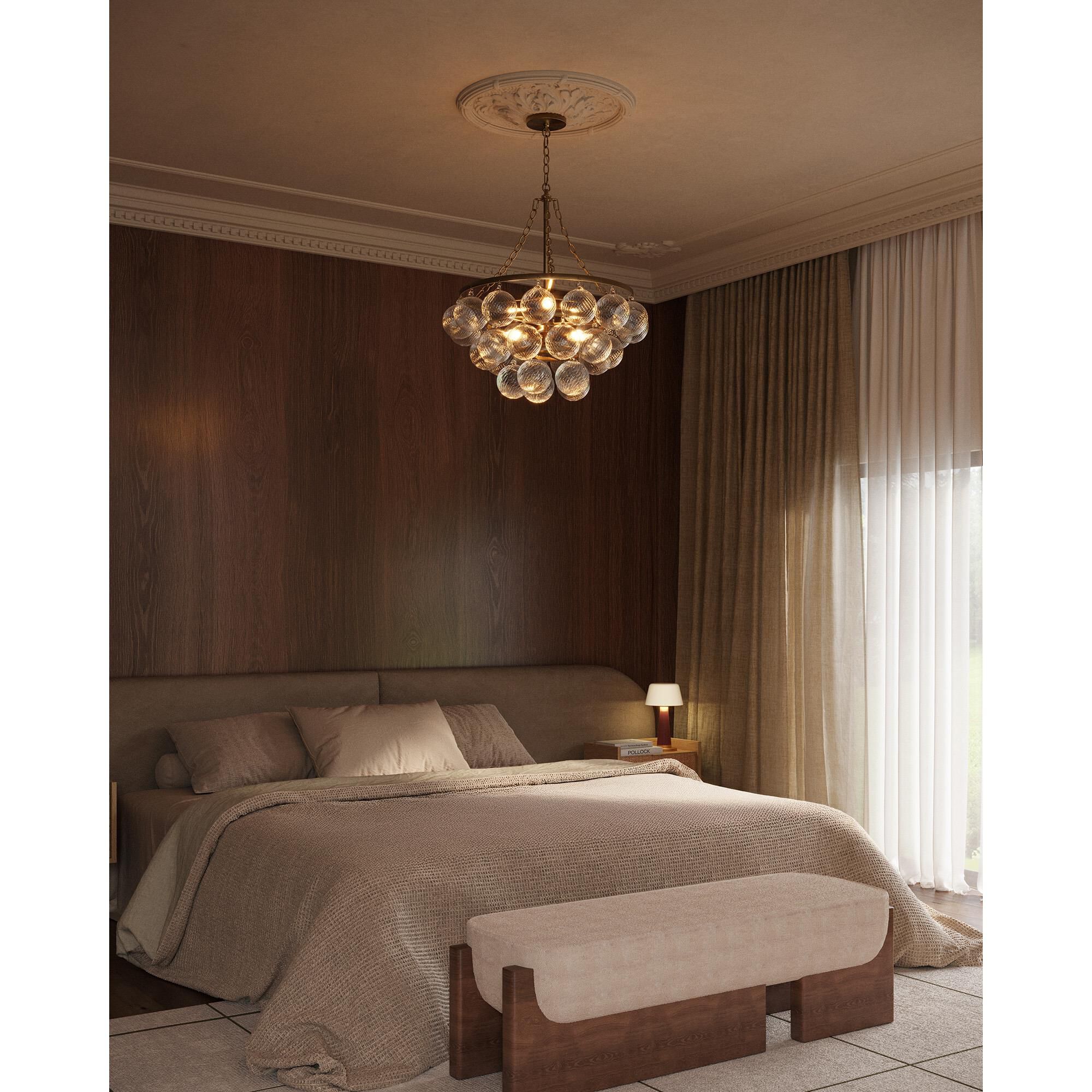 Shown in Brushed Gold finish and Clear Ribbed glass