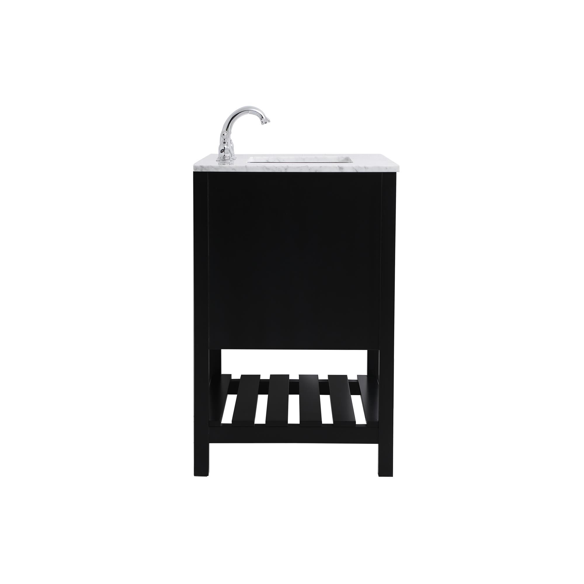 Shown in Black And Brushed Nickel With Carrara White Marble finish