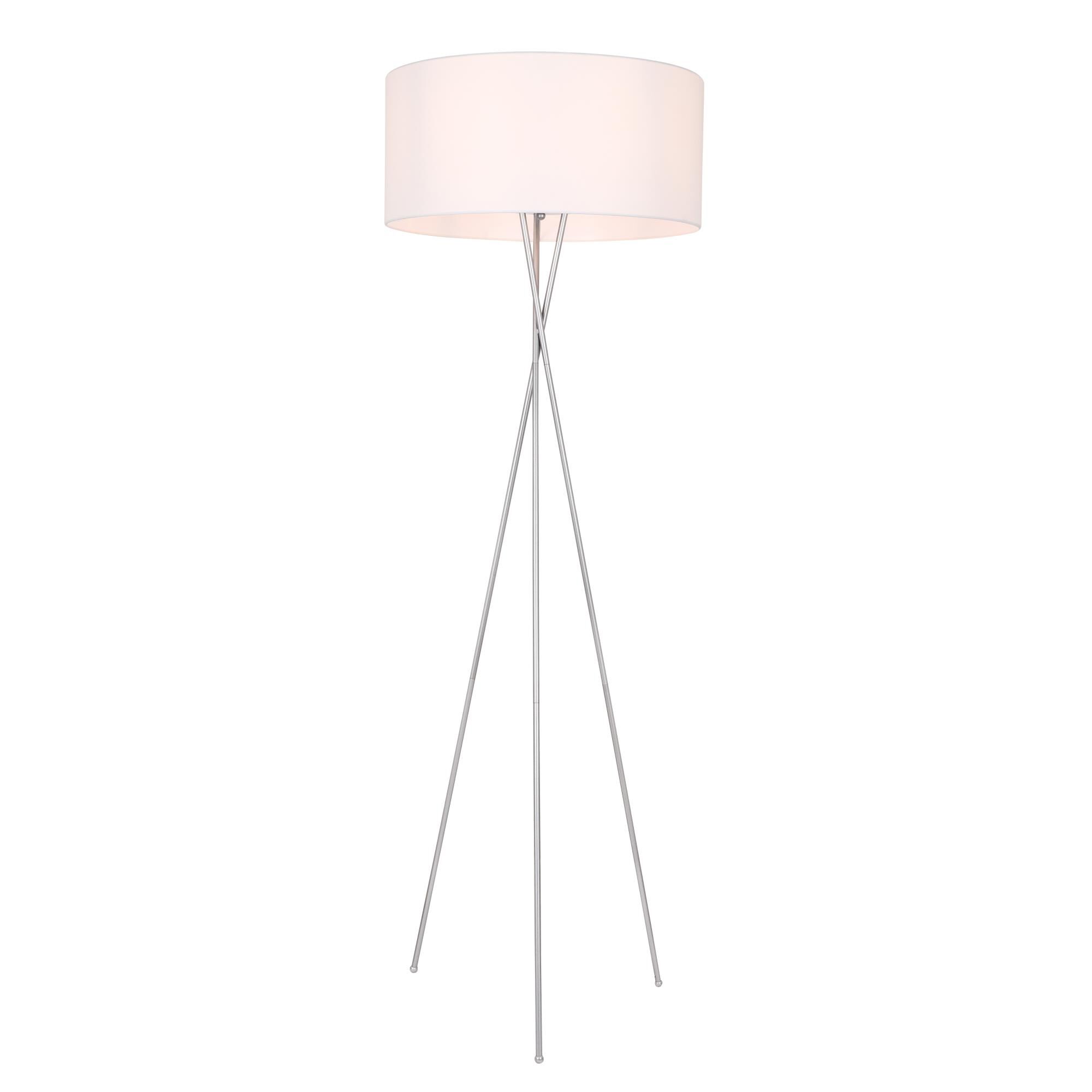 Shown in Silver finish and White Fabric shade