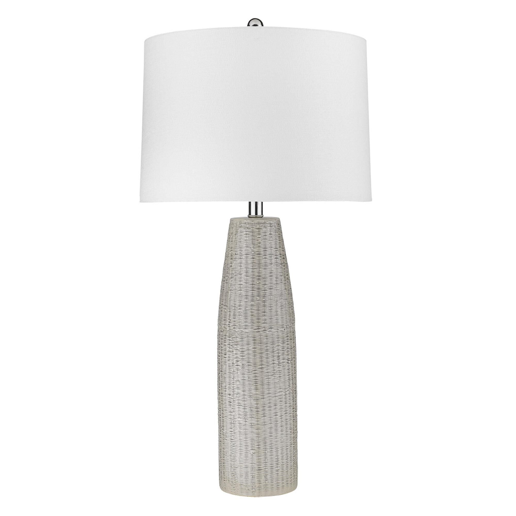 Shown in Polished Nickel finish and Seasalt glass and Seasalt Linen Tapered Drum shade