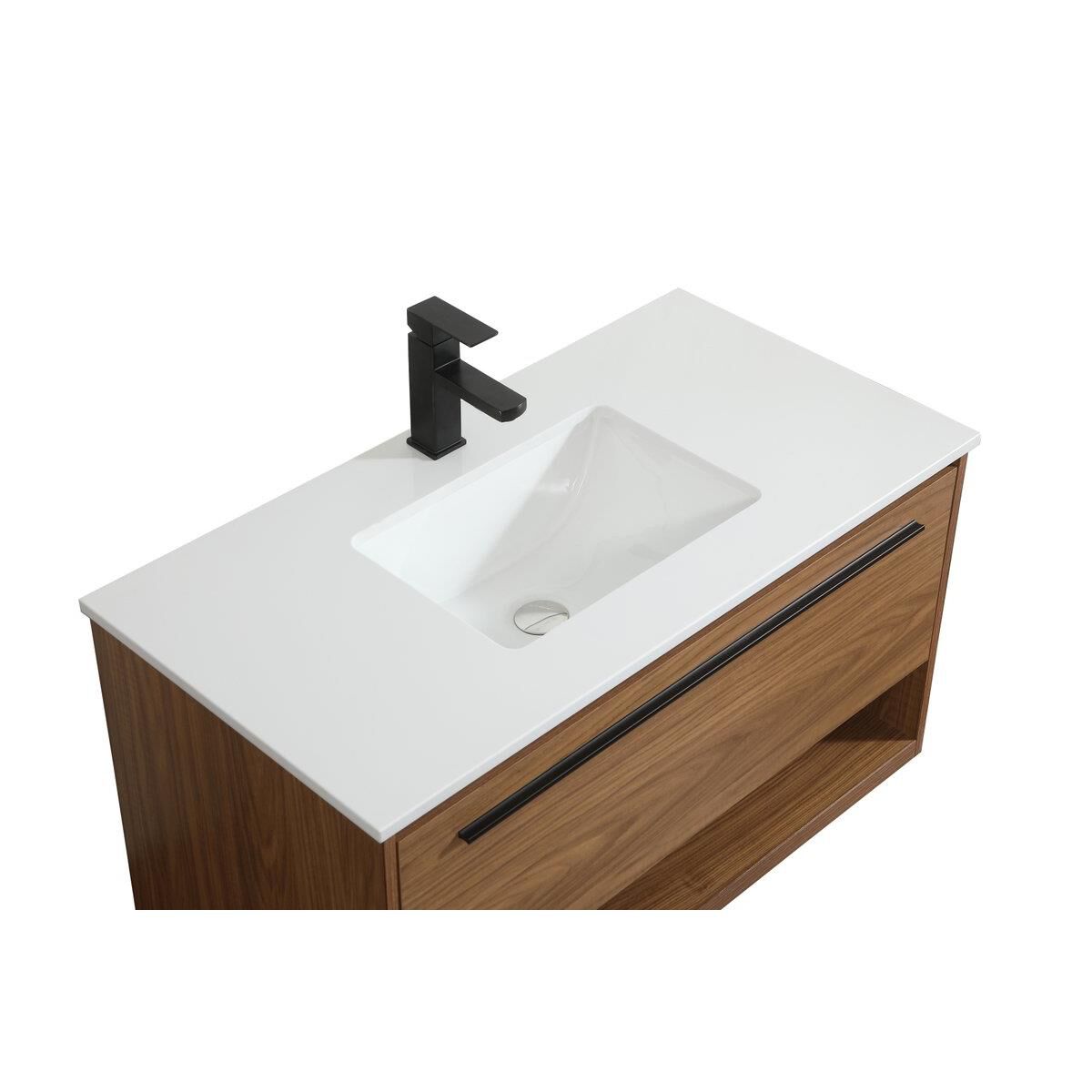 Shown in Walnut Brown finish and Without Backsplash accent