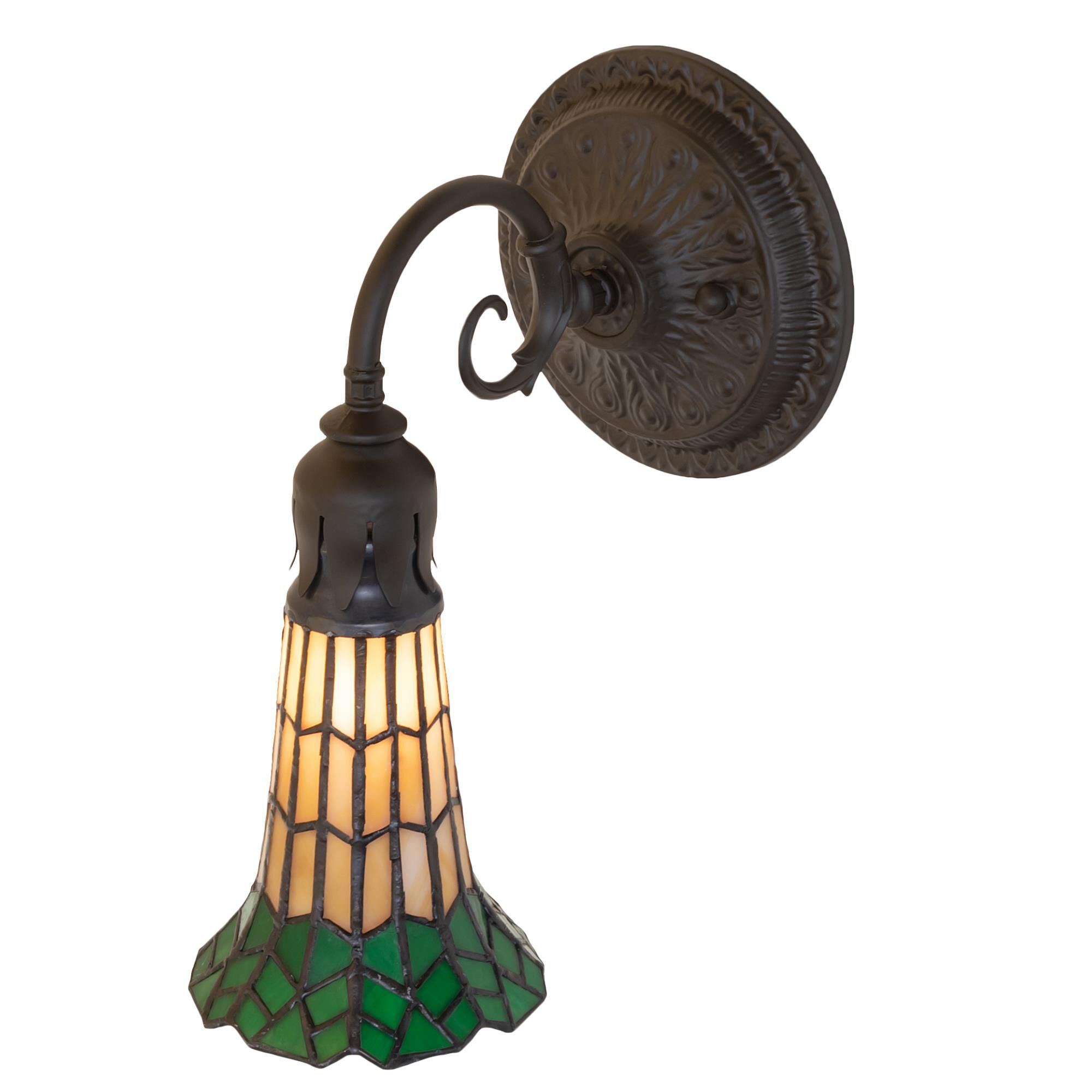 Shown in Oil Rubbed Bronze finish and Amber /Acrylic;Green glass