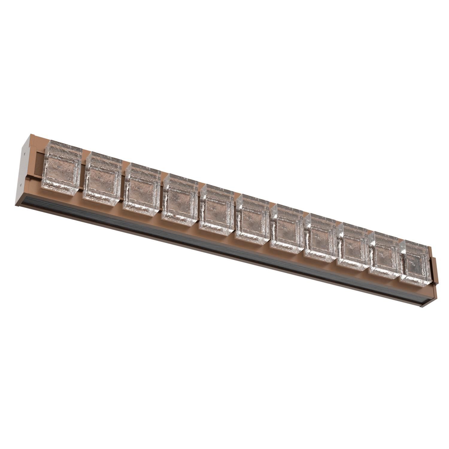 Shown in Burnished Bronze finish and Smooth Seeded glass and Dark Oak accent