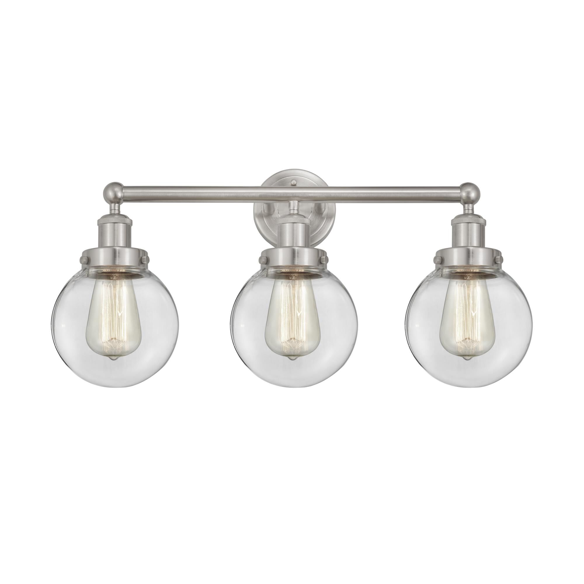 Shown in Brushed Satin Nickel, Clear finish and Clear glass and Clear Glass shade
