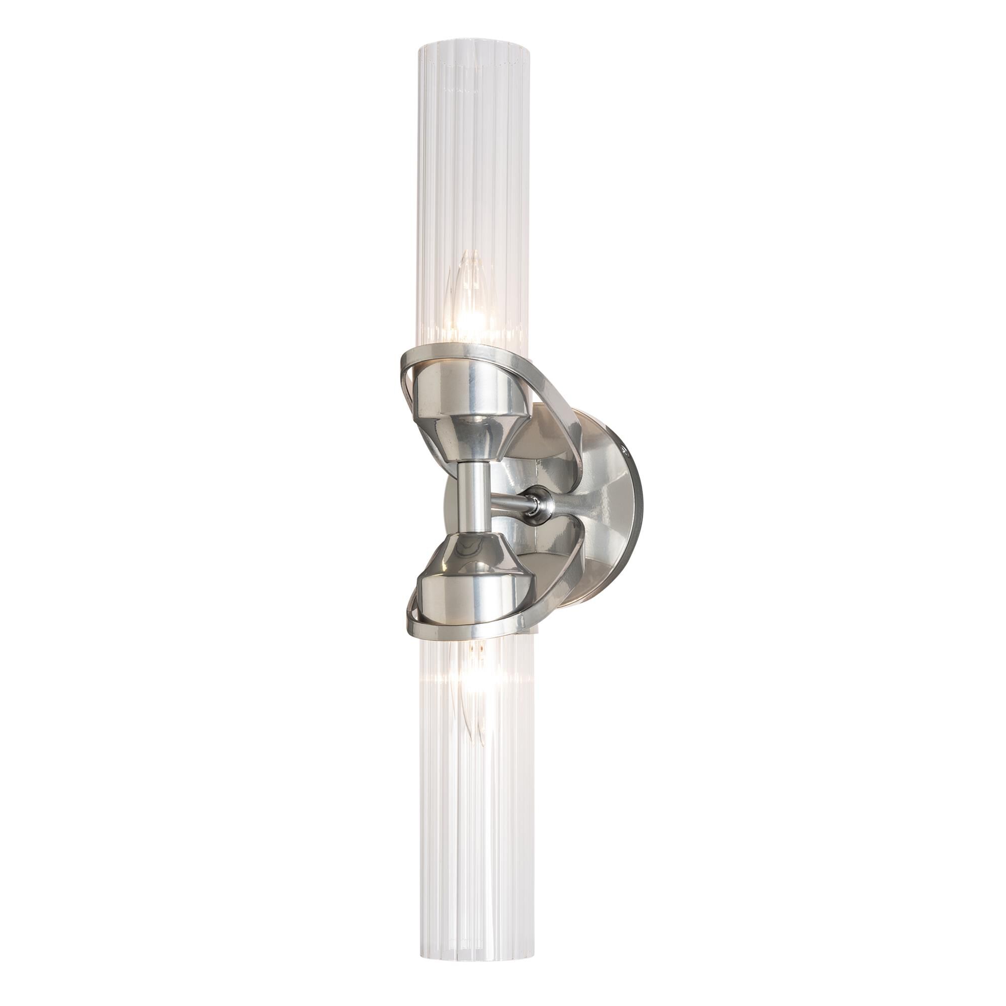 Shown in Sterling finish and Clear Fluted glass