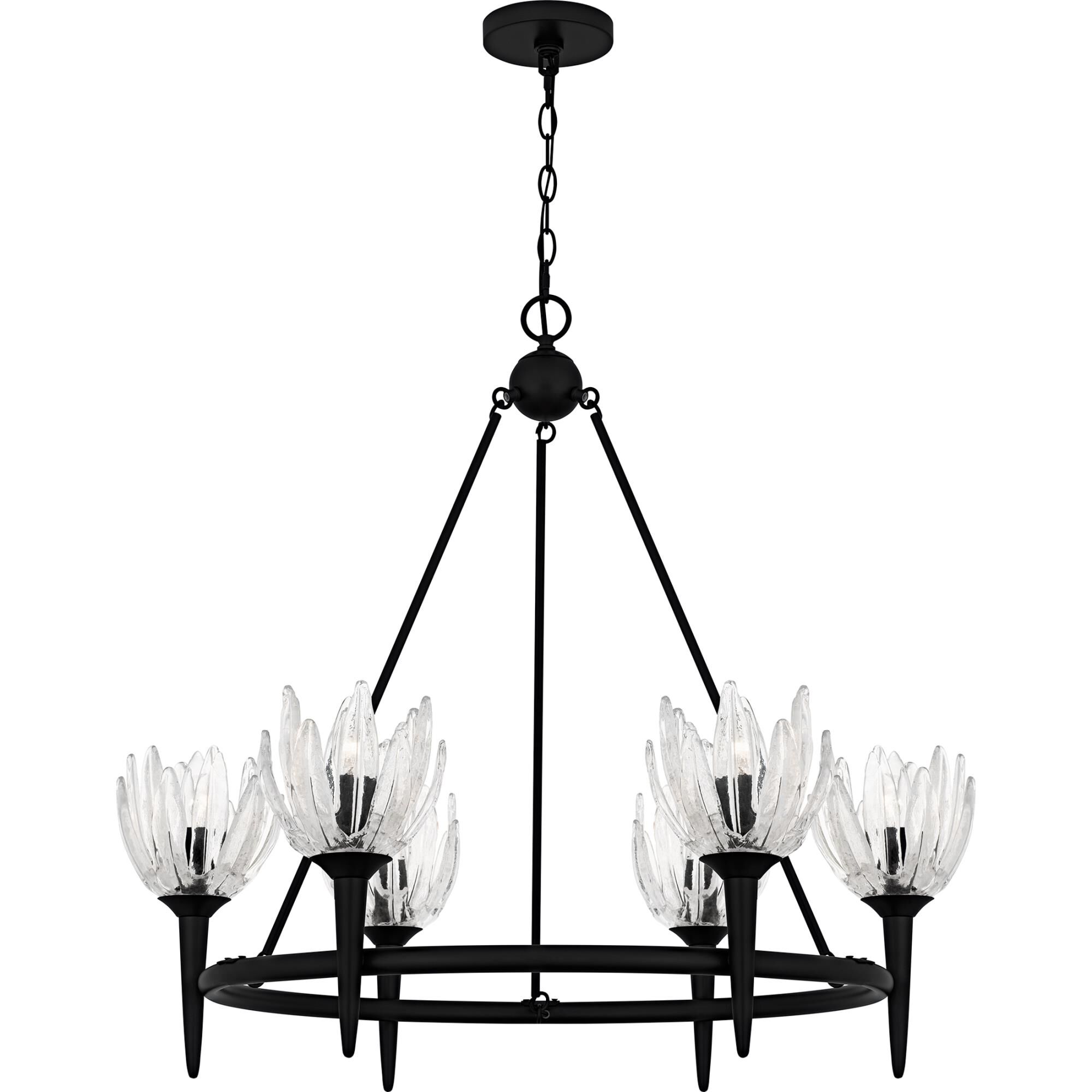 Shown in Matte Black finish and Glass shade