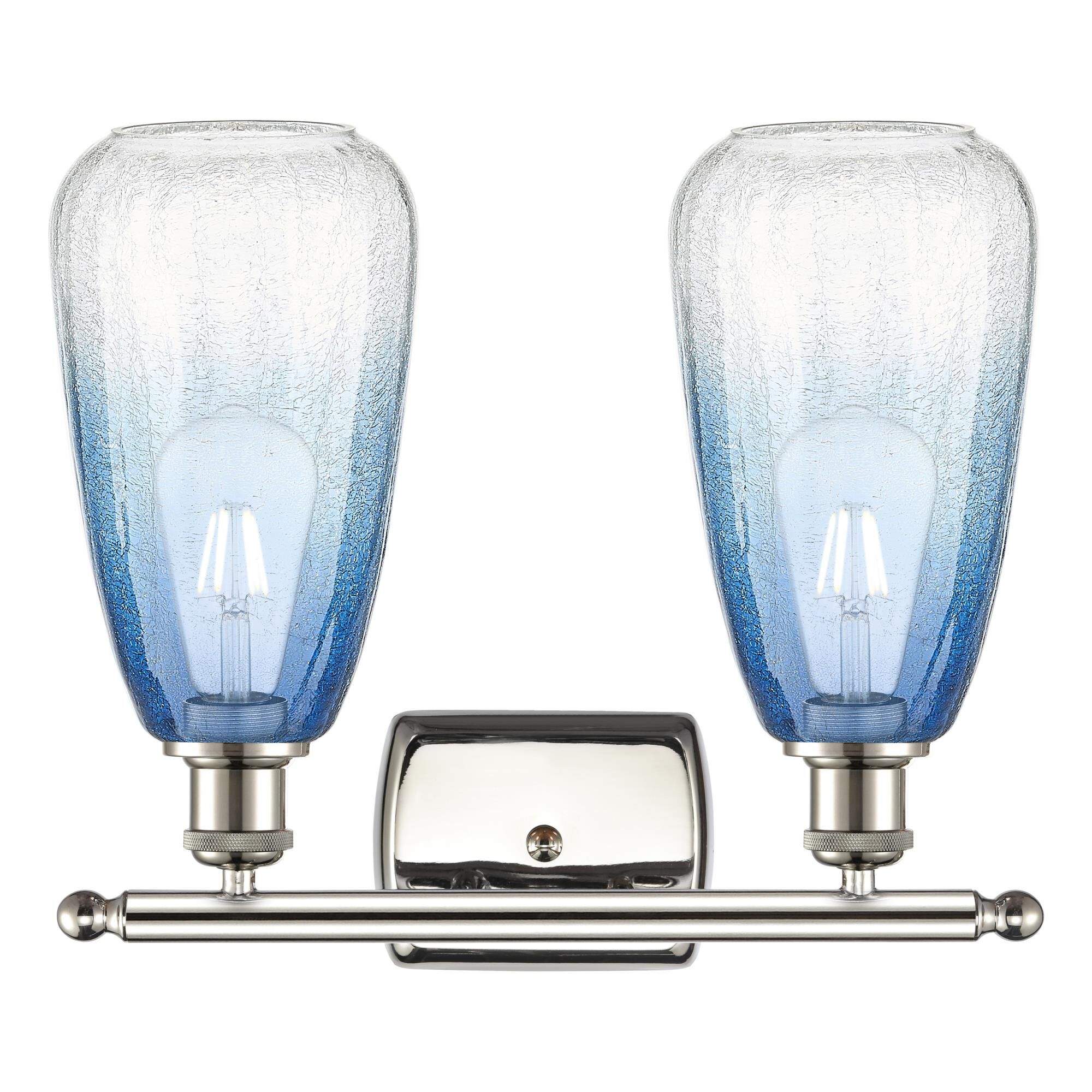 Shown in Polished Nickel finish and Sapphire Blue glass