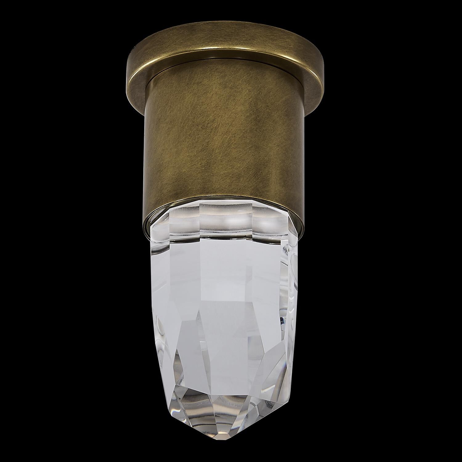 Shown in True Brass finish and Clear crystal