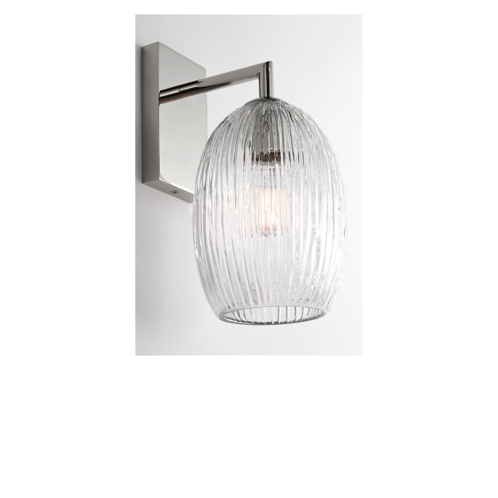 Shown in Polished Nickel finish and Striped Clear glass