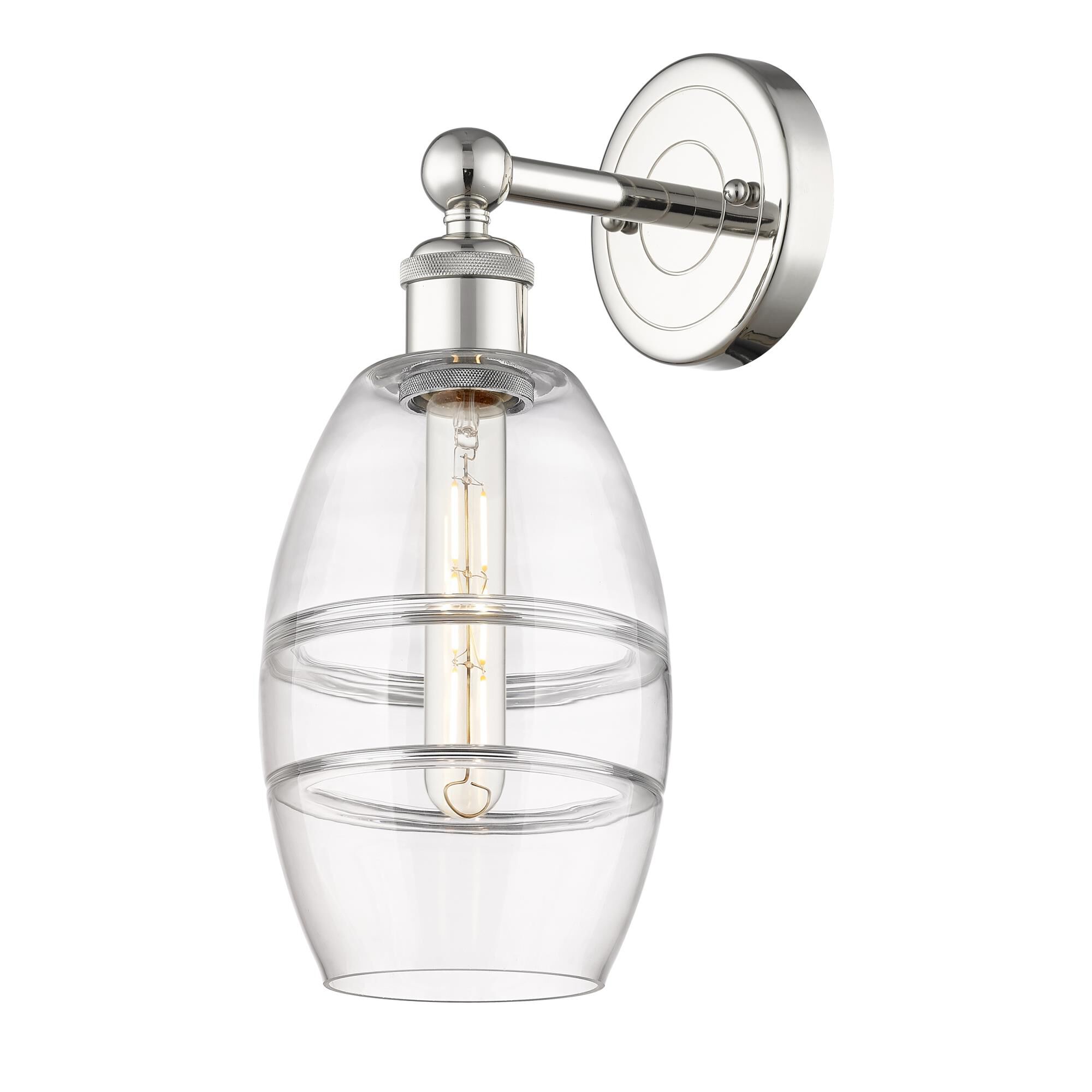 Shown in Polished Nickel finish and Clear glass