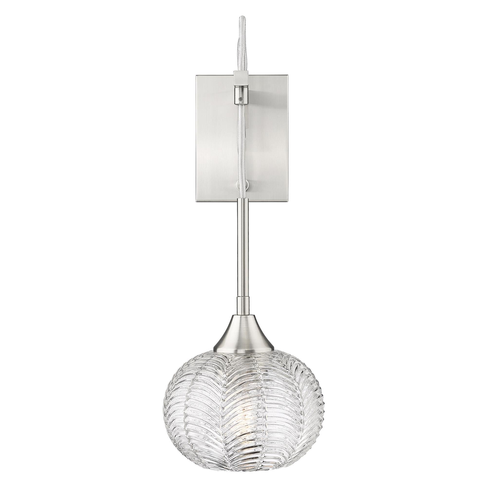 Shown in Satin Nickel finish and Clear shade