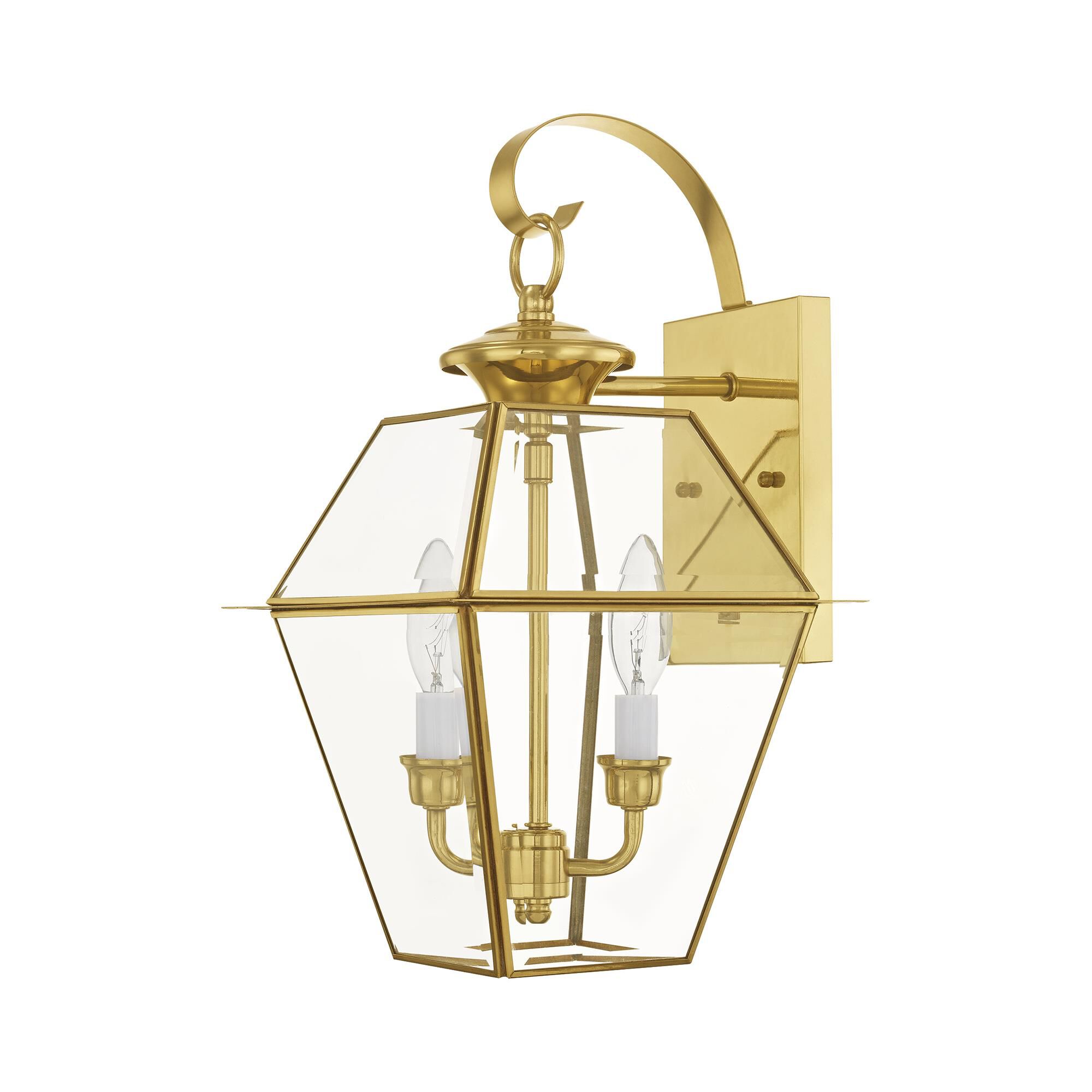 Shown in Polished Brass finish and Clear Beveled glass