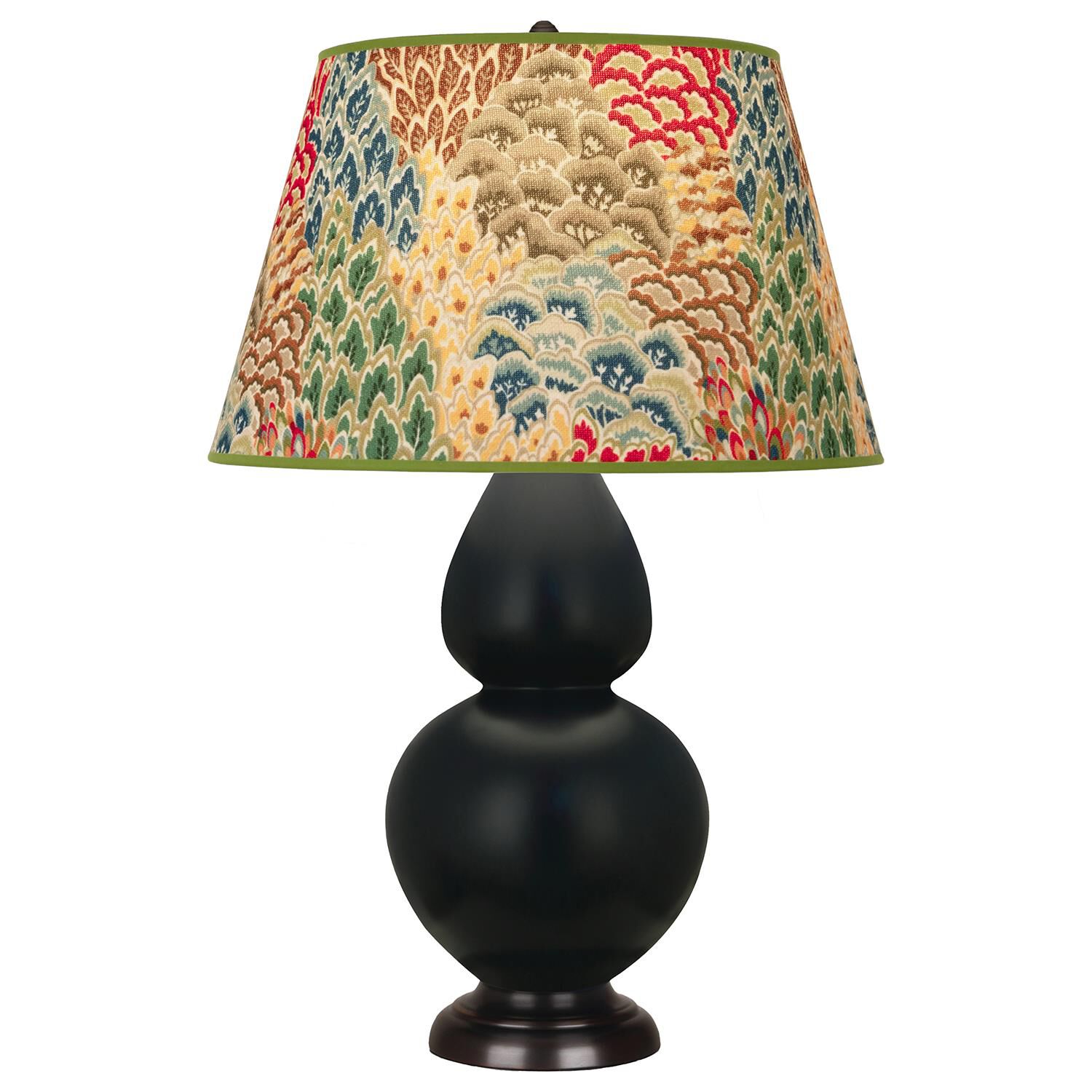 Shown in Matte Obsidian finish and Fall Floral shade and Deep Patina Bronze accent