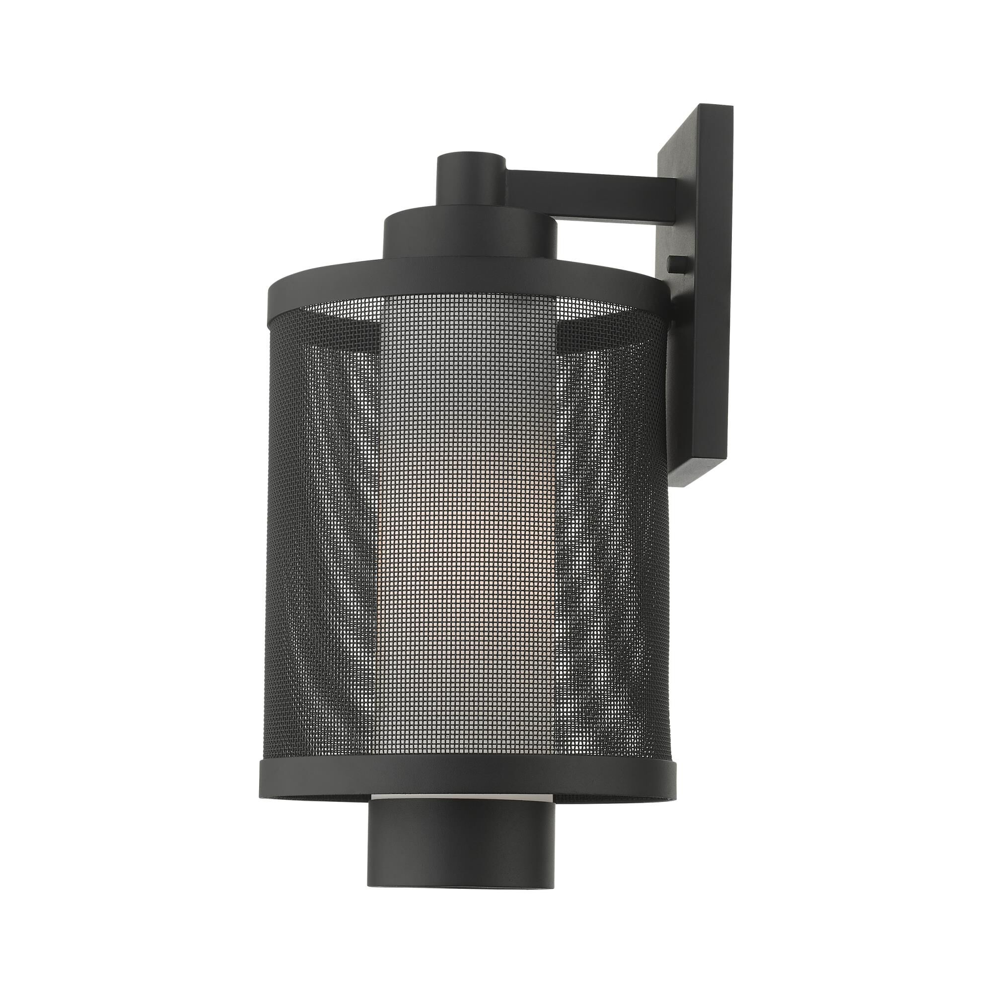 Shown in Textured Black finish and Textured Black Stainless Steel Mesh With Satin Opal White glass and Textured Black Stainless Steel Mesh With Satin Opal White Glass shade