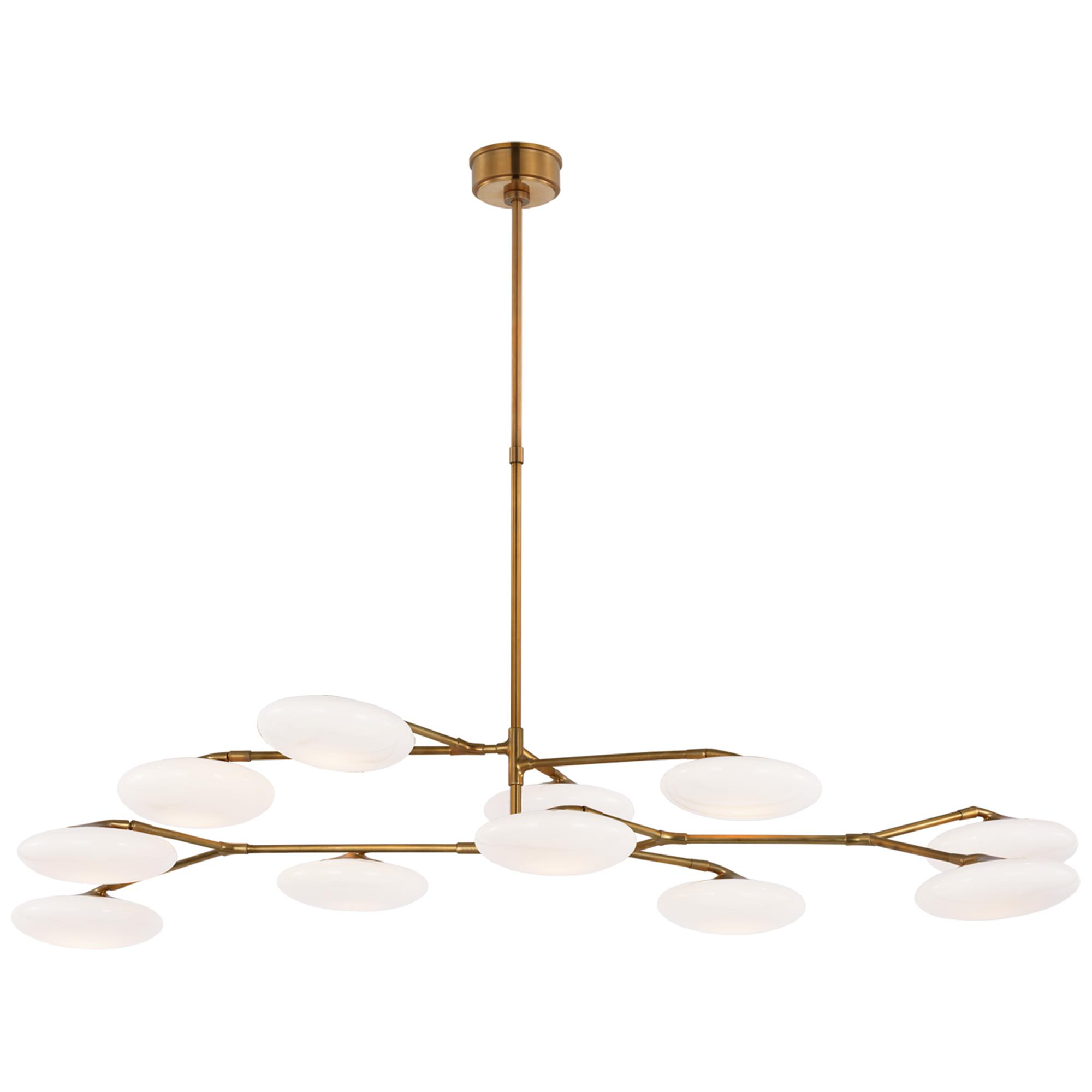 Shown in Soft Brass finish and White glass