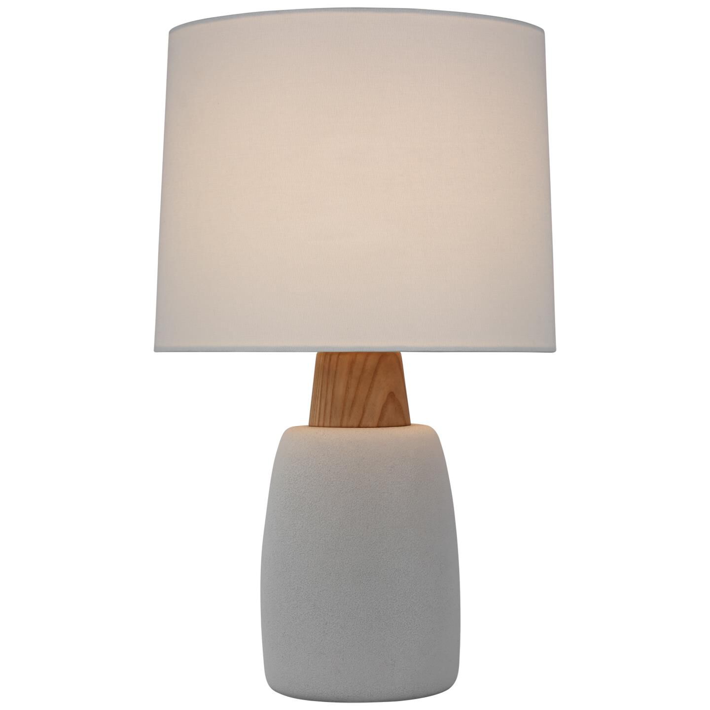 Shown in Porous White And Natural Oak finish and Linen shade