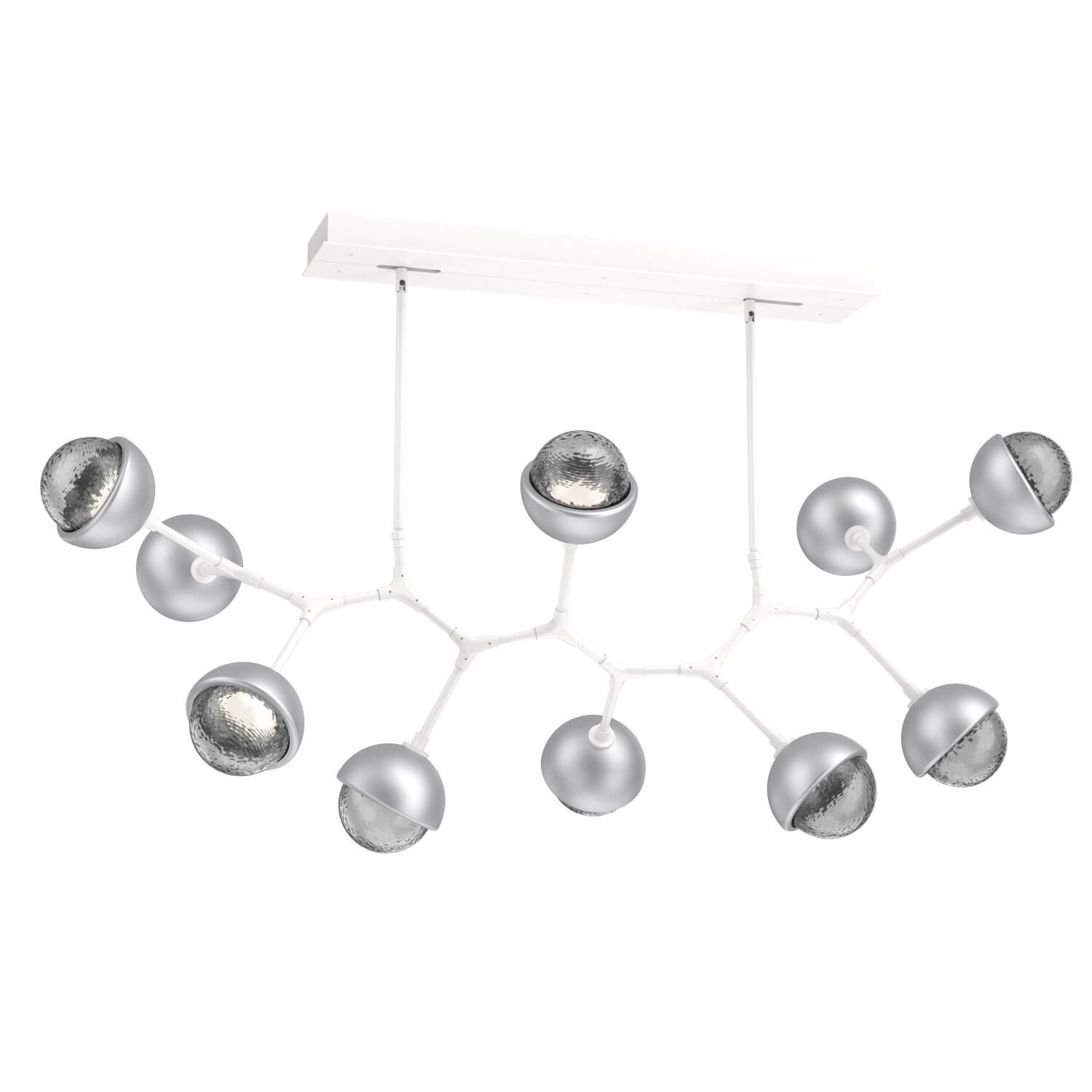 Shown in Salt White finish and Smoke glass and Classic Silver accent