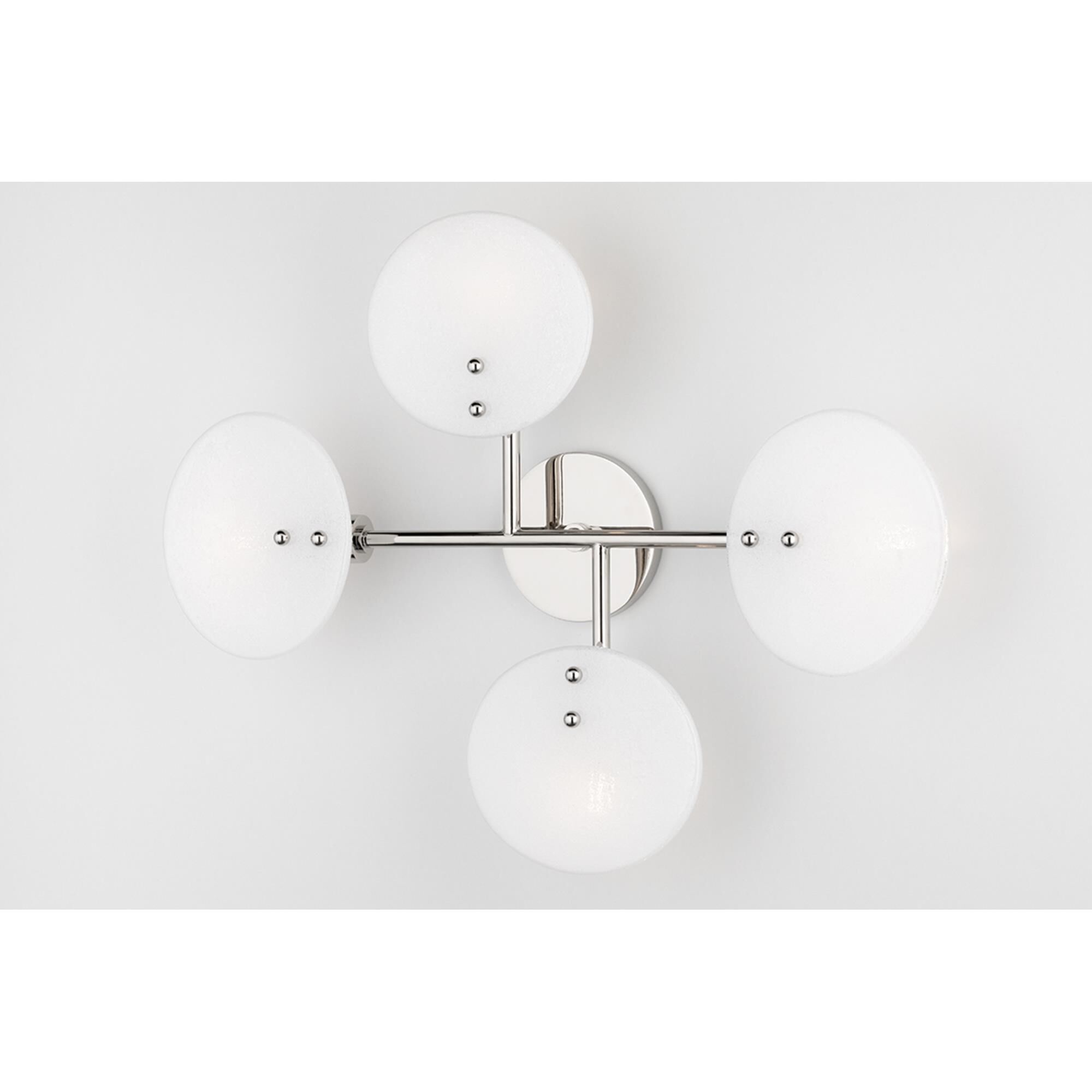 Shown in Polished Nickel finish and White Candy glass and White Candy shade