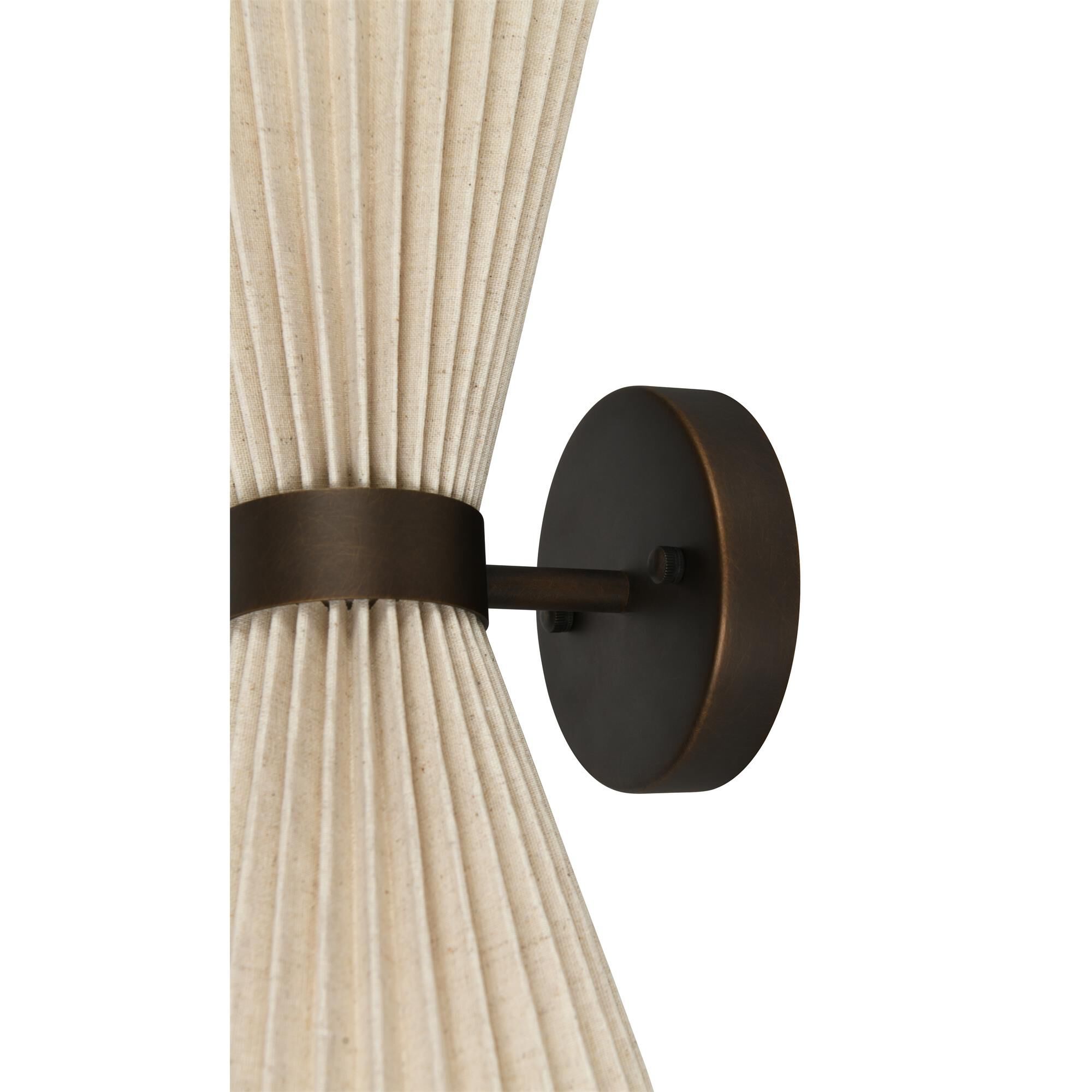 Shown in Bronze and Natural finish and Natural Linen shade