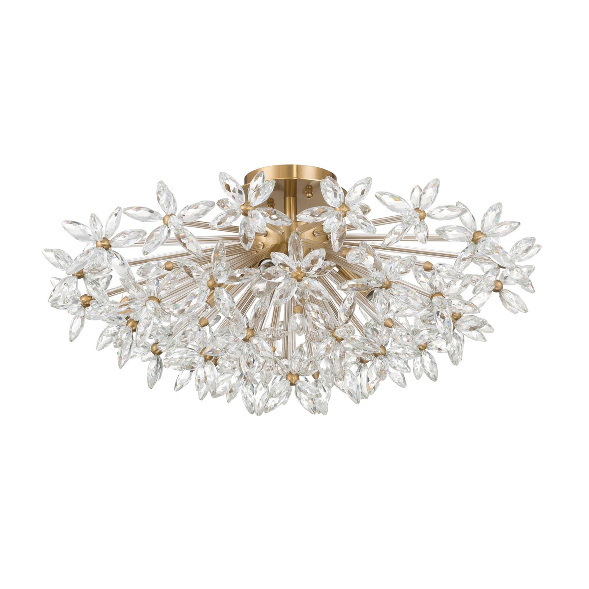 Shown in Aged Brass finish and Faceted Cut crystal