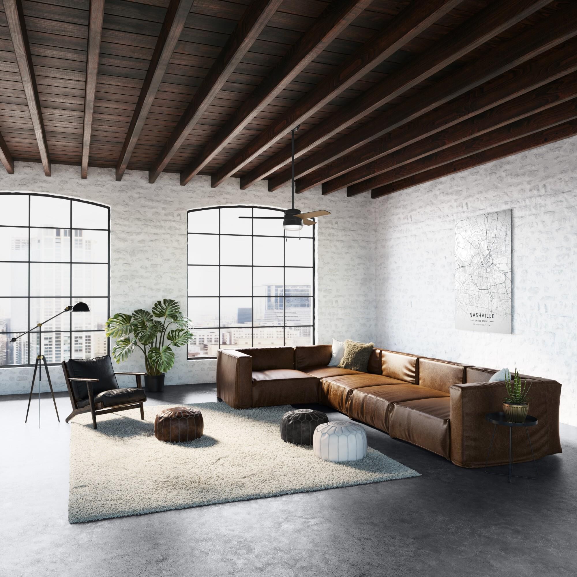 Aker 52 Inch Ceiling Fan with Light Kit by Hunter Fan