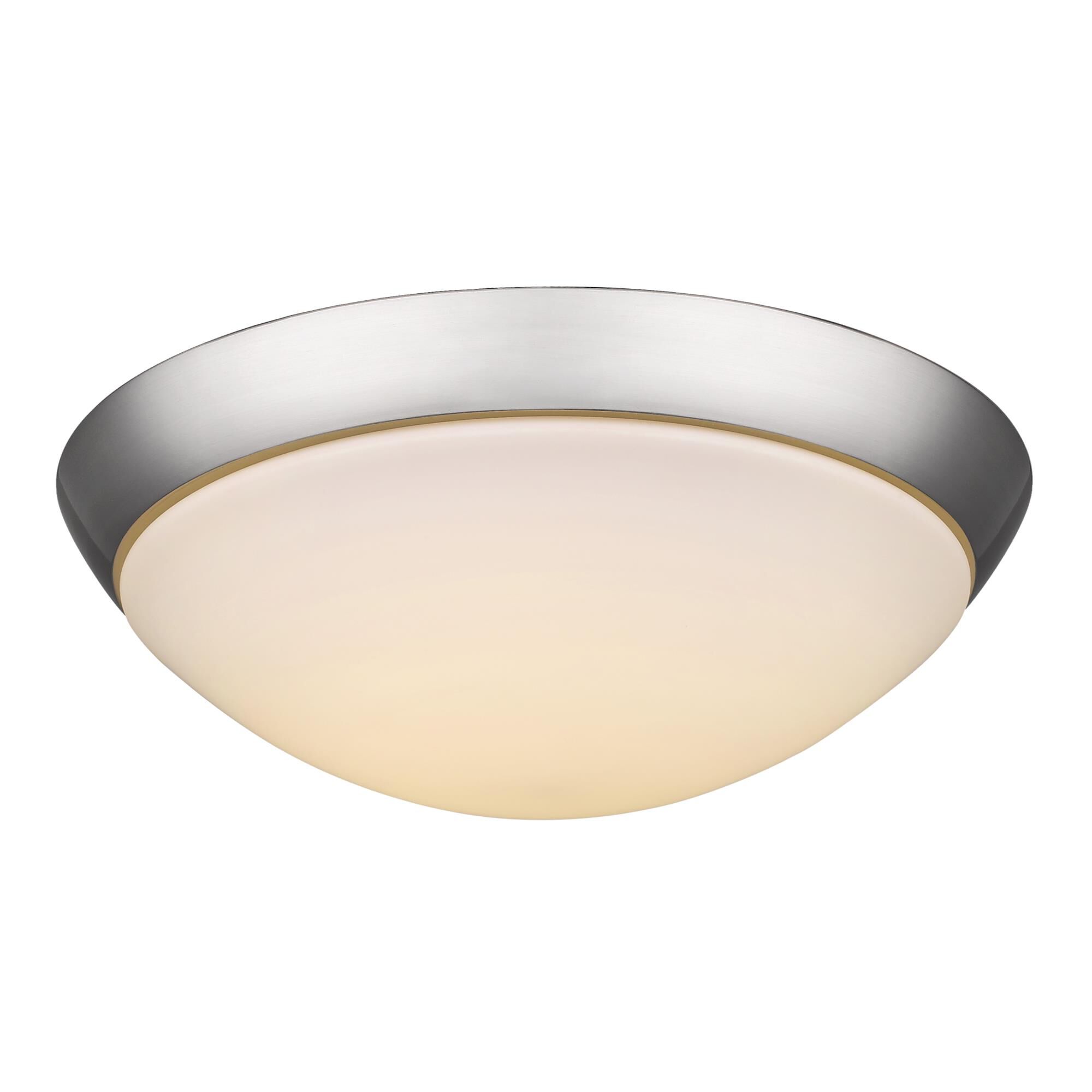 Shown in Satin Nickel finish and White glass and Frosted White Glass Diffuser shade