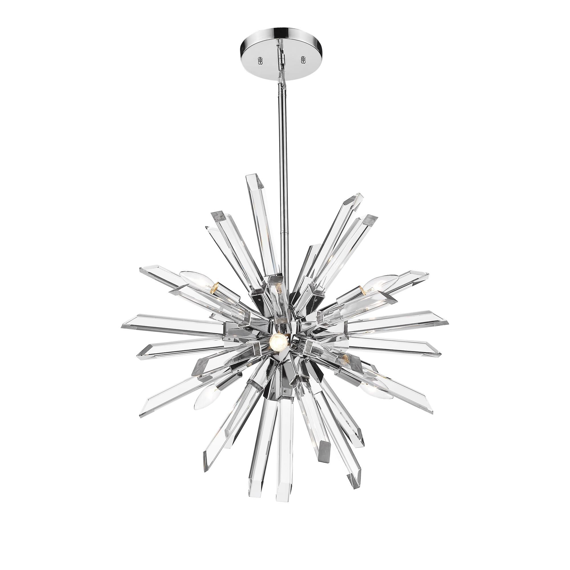 Shown in Chrome finish and Crystal glass and Crystal shade