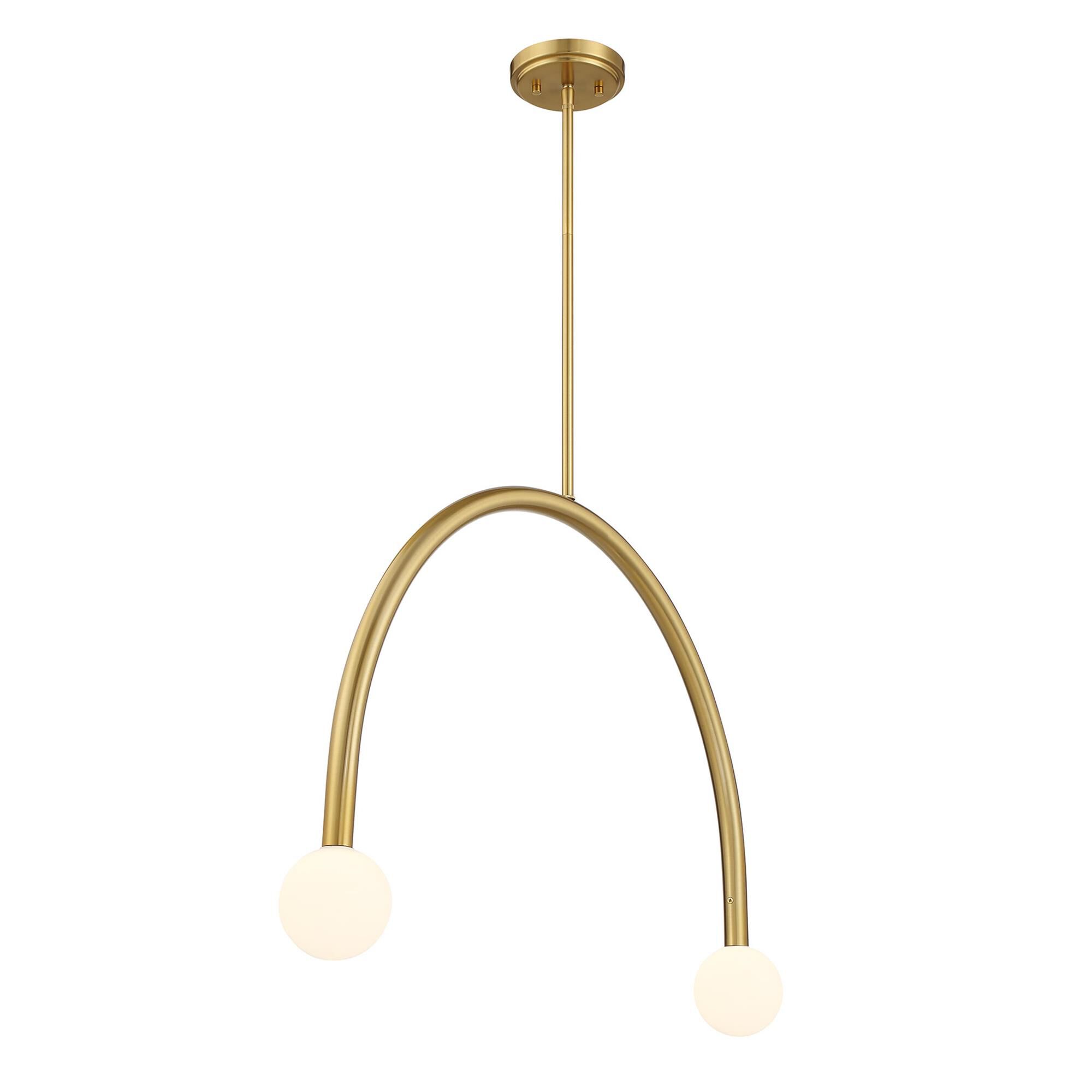Shown in Natural Brass finish and White Opal glass