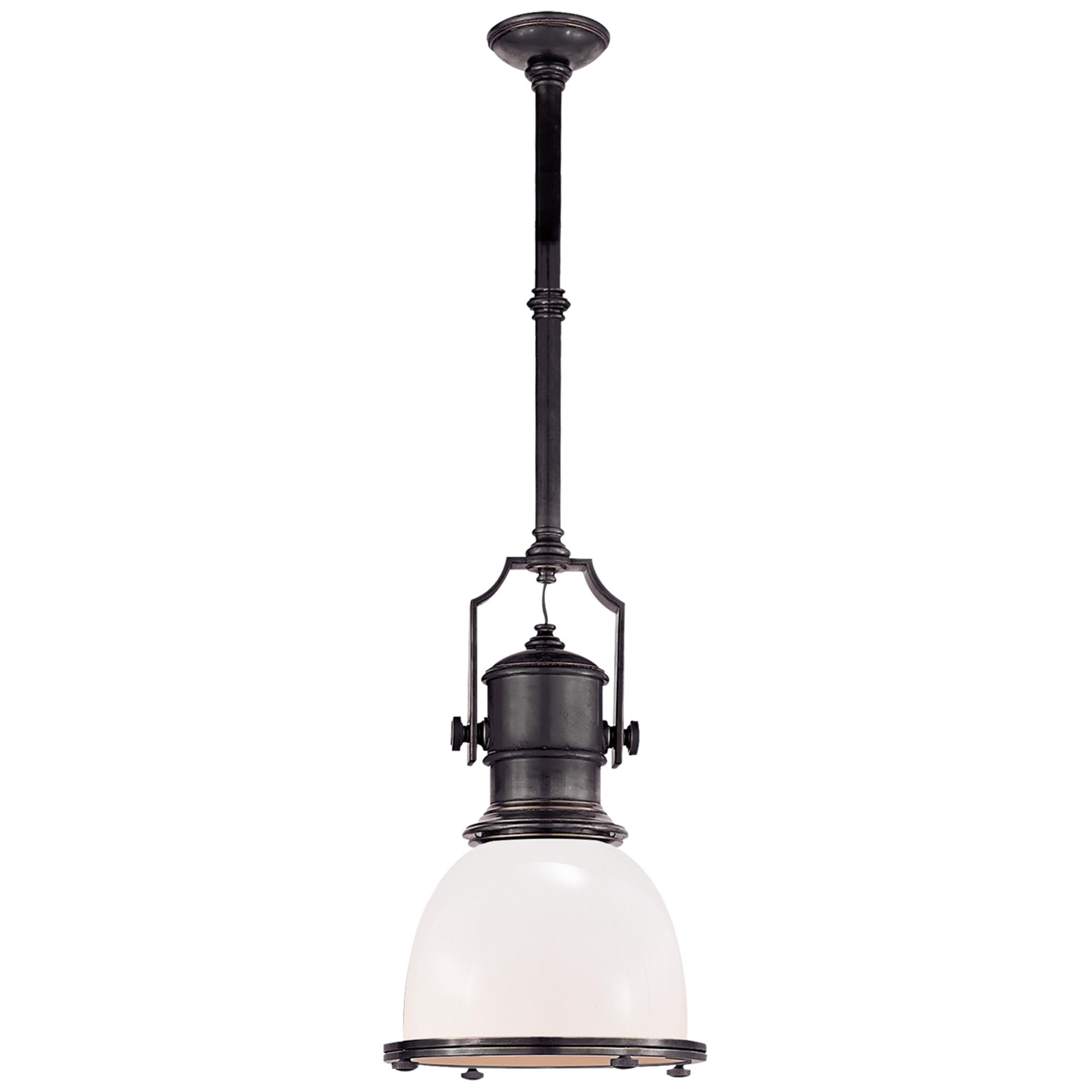 Shown in Bronze finish and White Glass shade