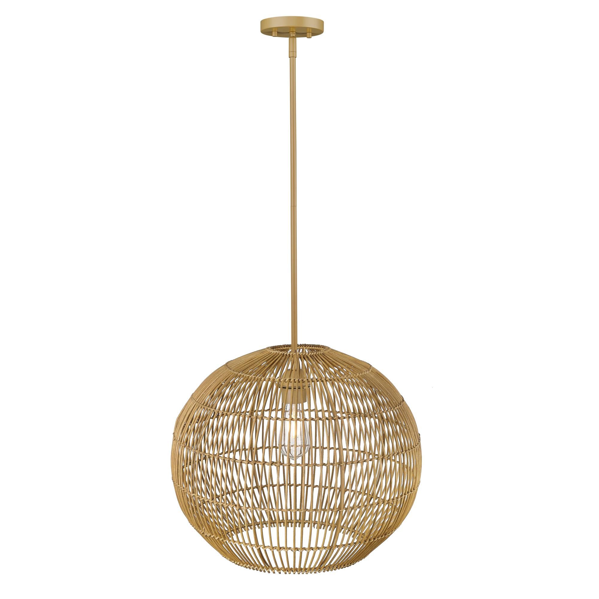 Shown in Tan Metal With Camel Rattan finish and Rattan shade