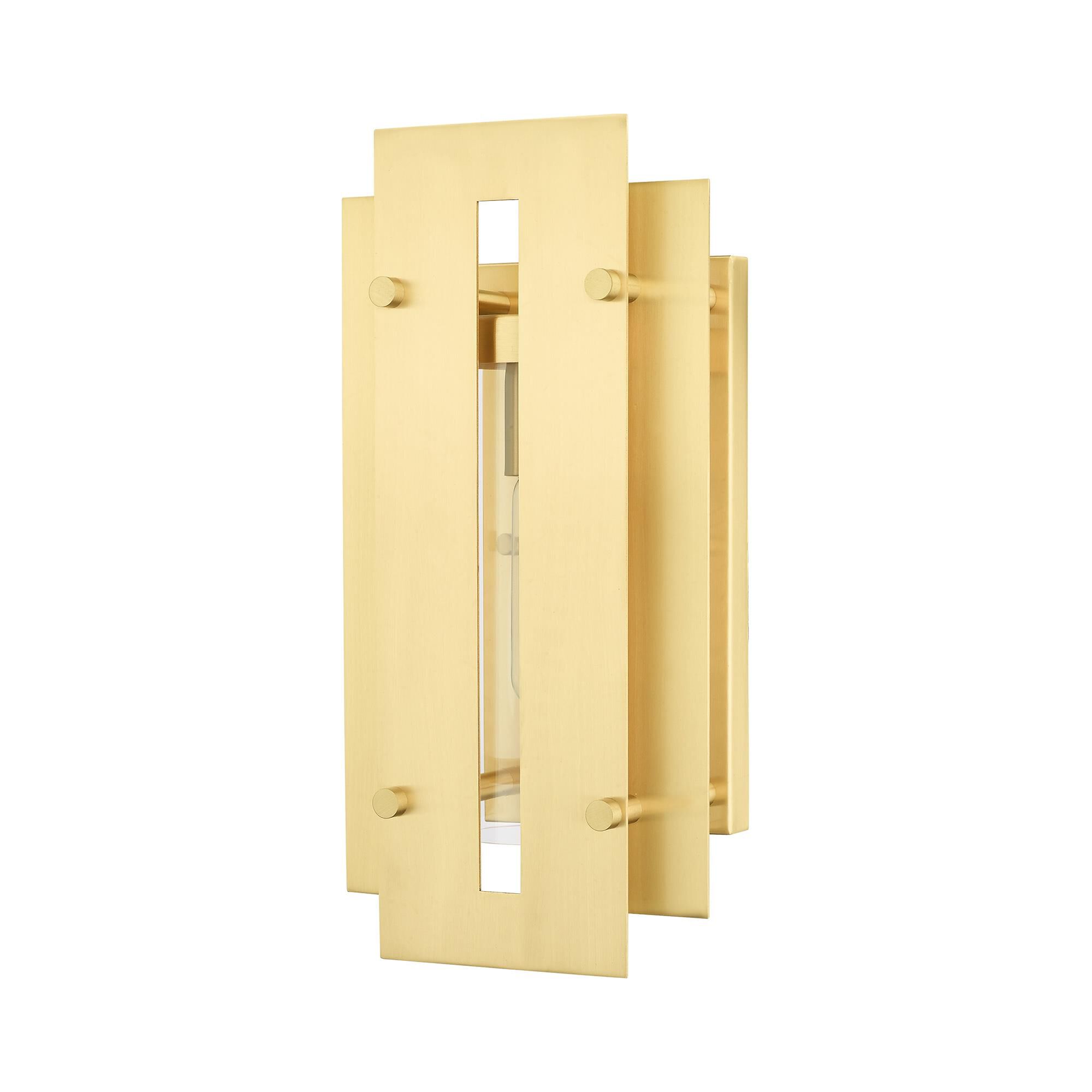 Shown in Satin Brass finish and Clear glass and Clear Glass shade