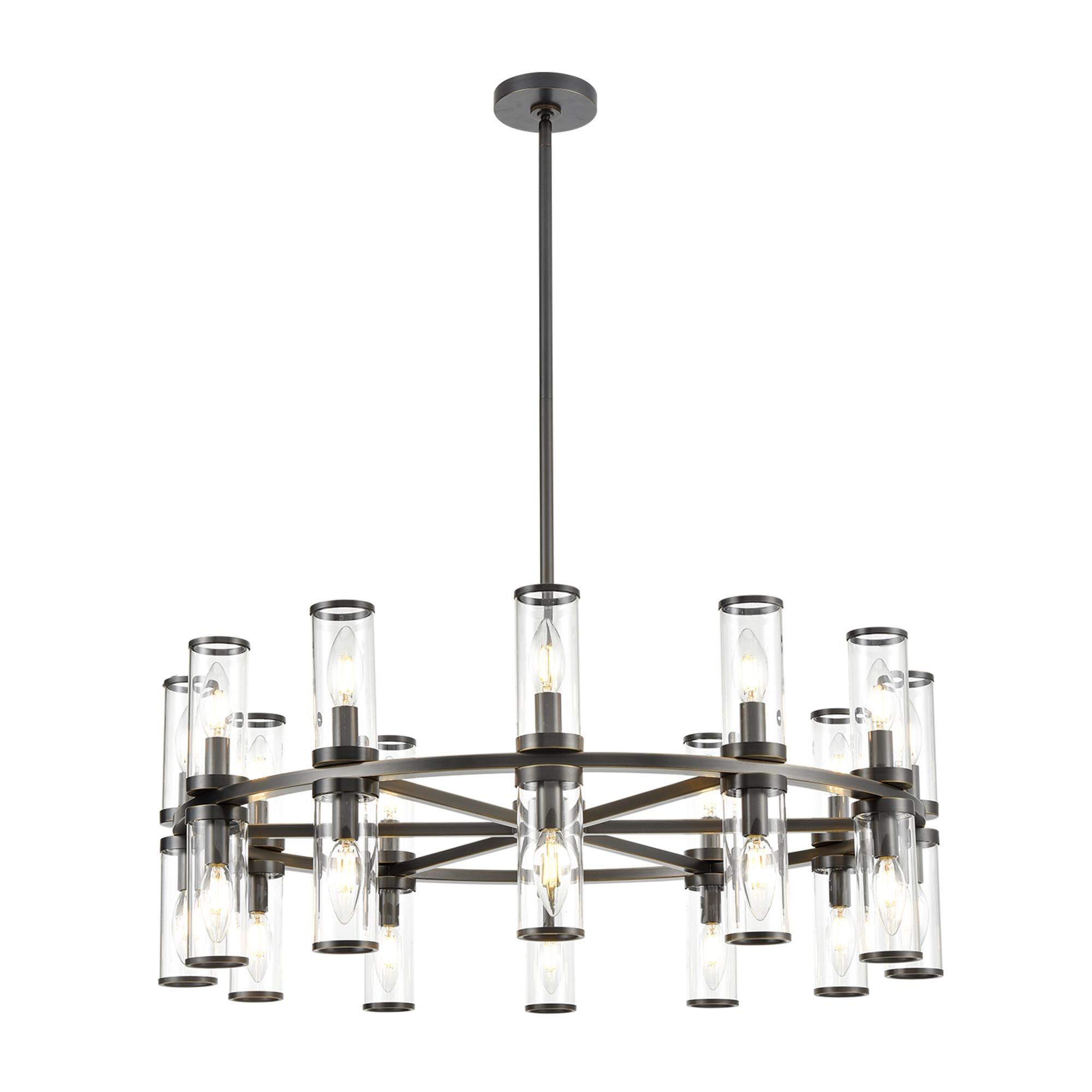 Shown in Bronze finish and 0.0 crystal and Clear glass and 0.0 shade