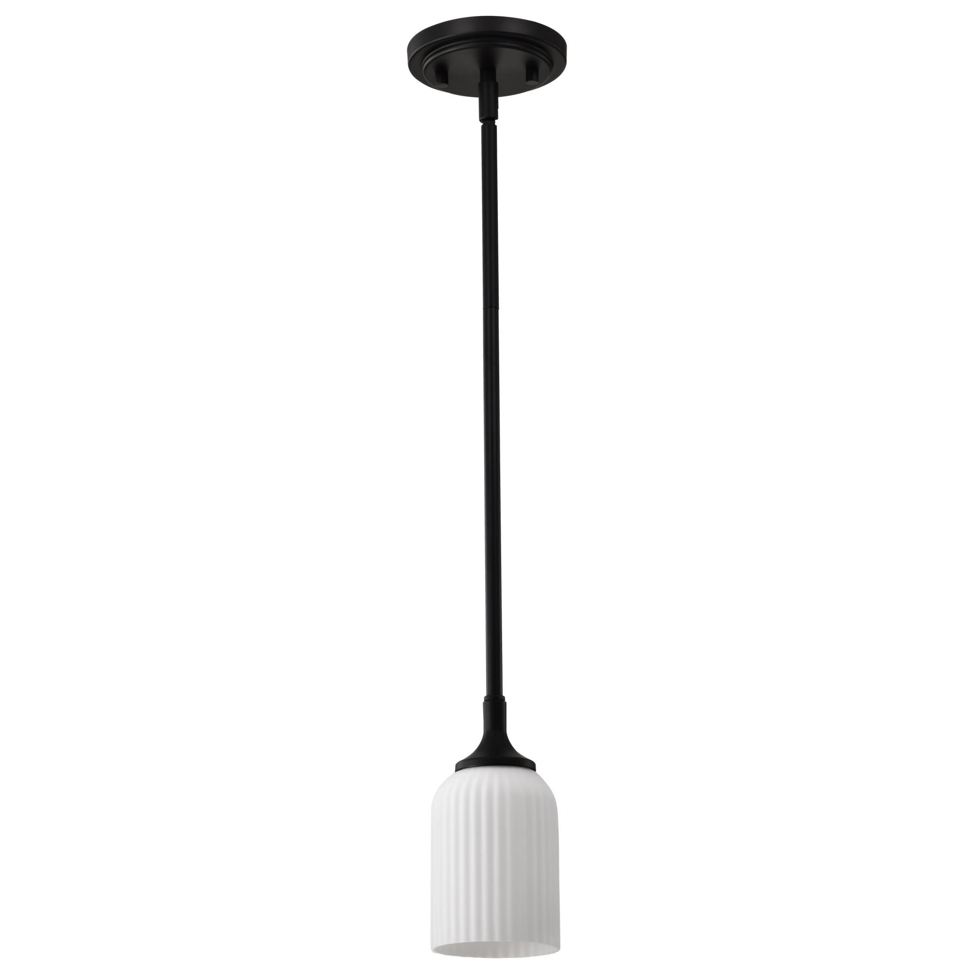 Shown in Matte Black finish and Frosted Ribbed glass