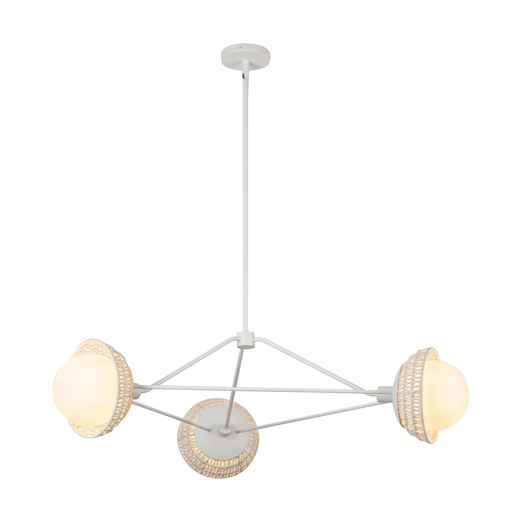 Shown in Brushed Gold/Opal Glass|matte Black/Opal Glass|white/Opal Glass finish and Opal glass and Rattan shade