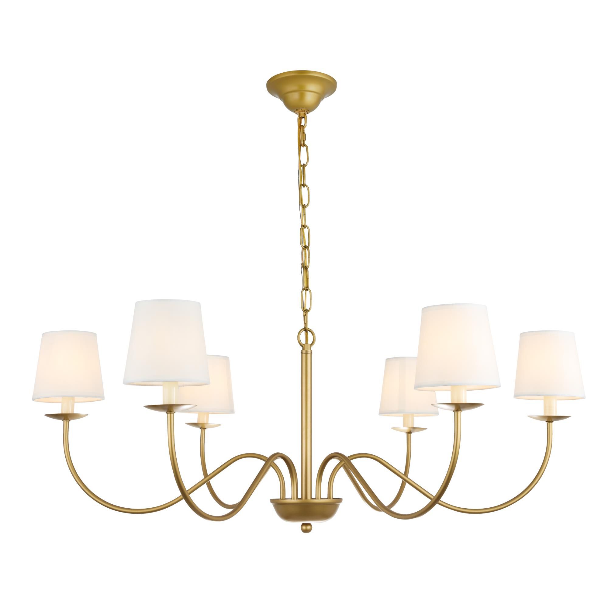 Shown in Brass finish and White Fabric shade
