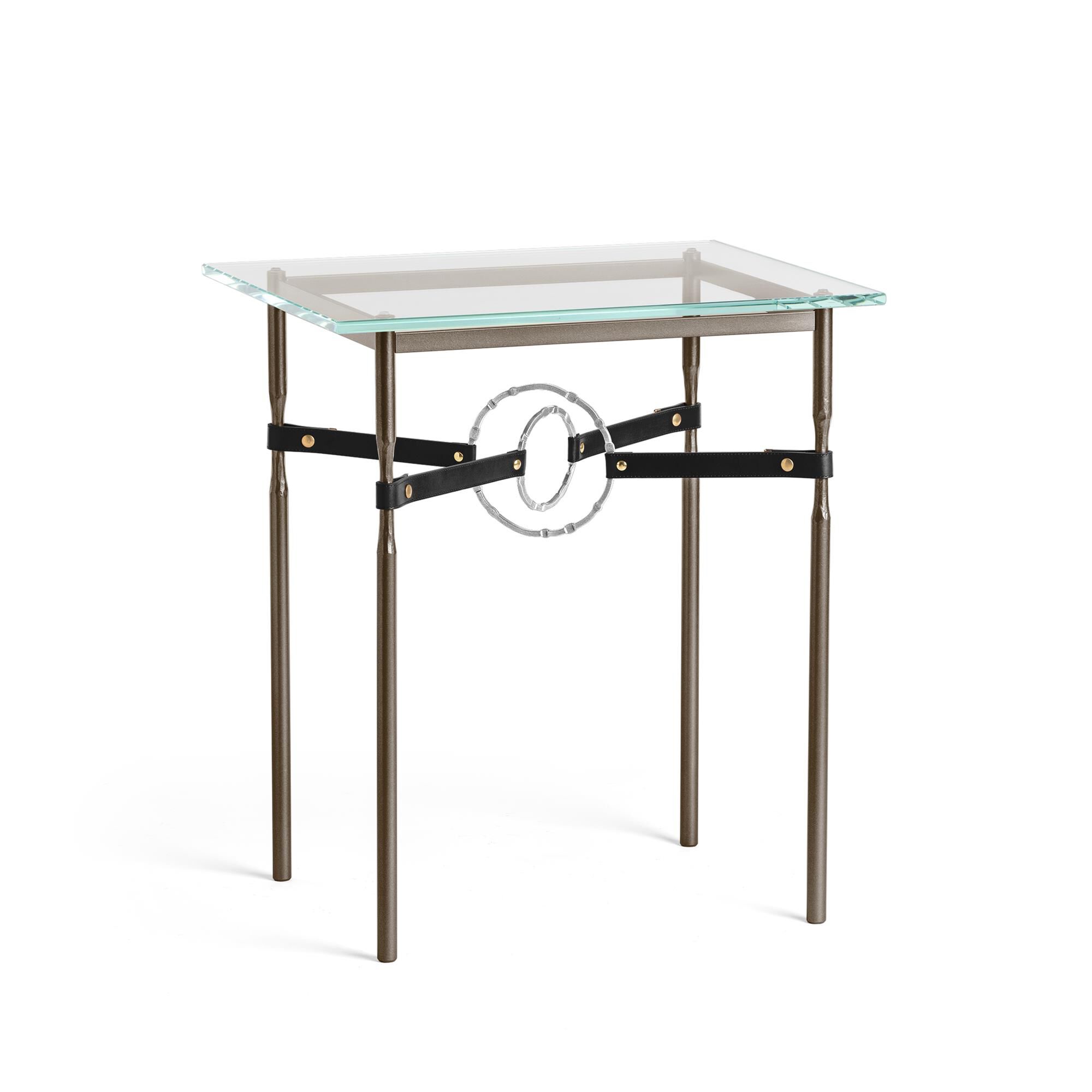 Shown in Bronze finish and Sterling with Leather Black  accent