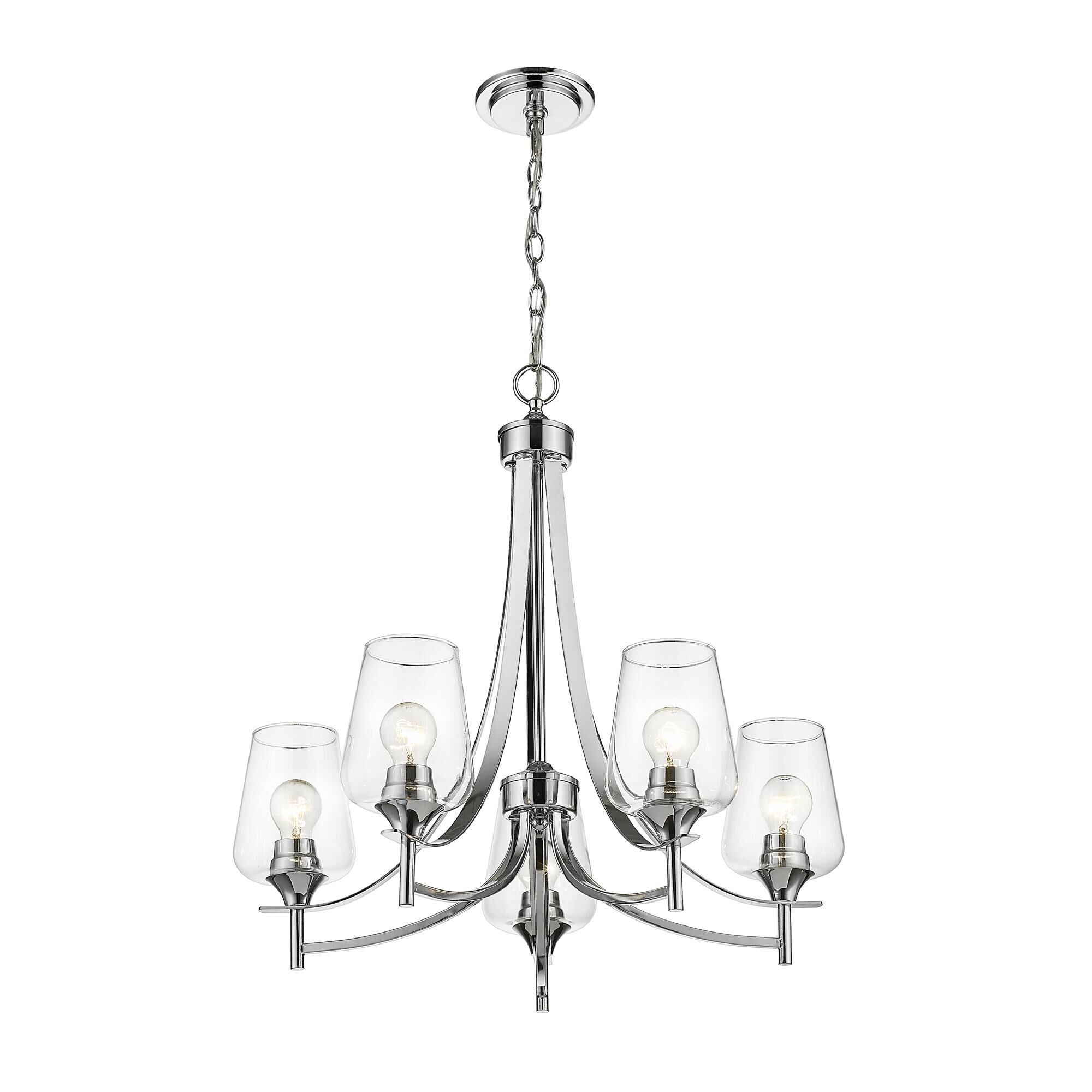 Shown in Chrome finish and Glass shade