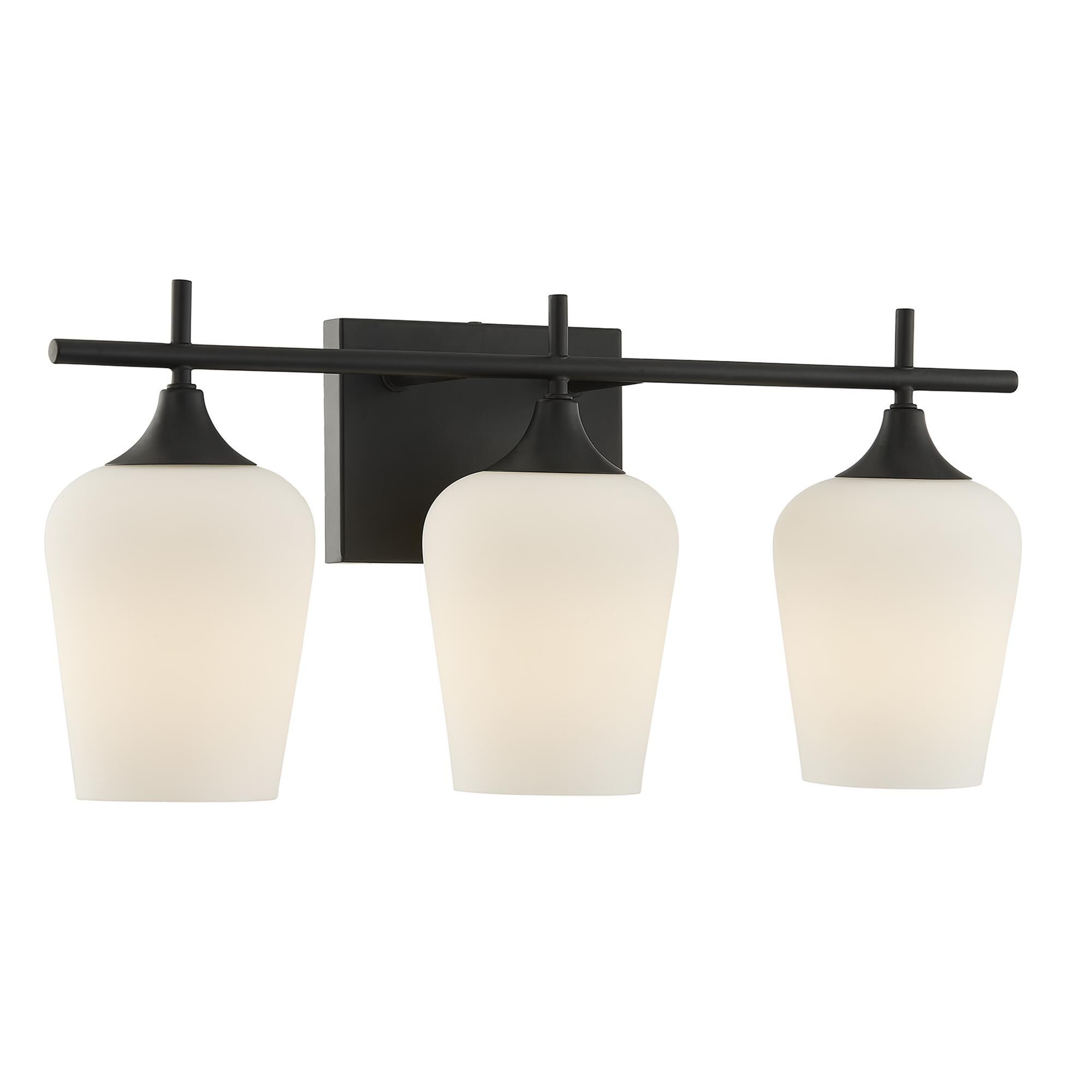 Shown in Matte Black finish and White Opal glass