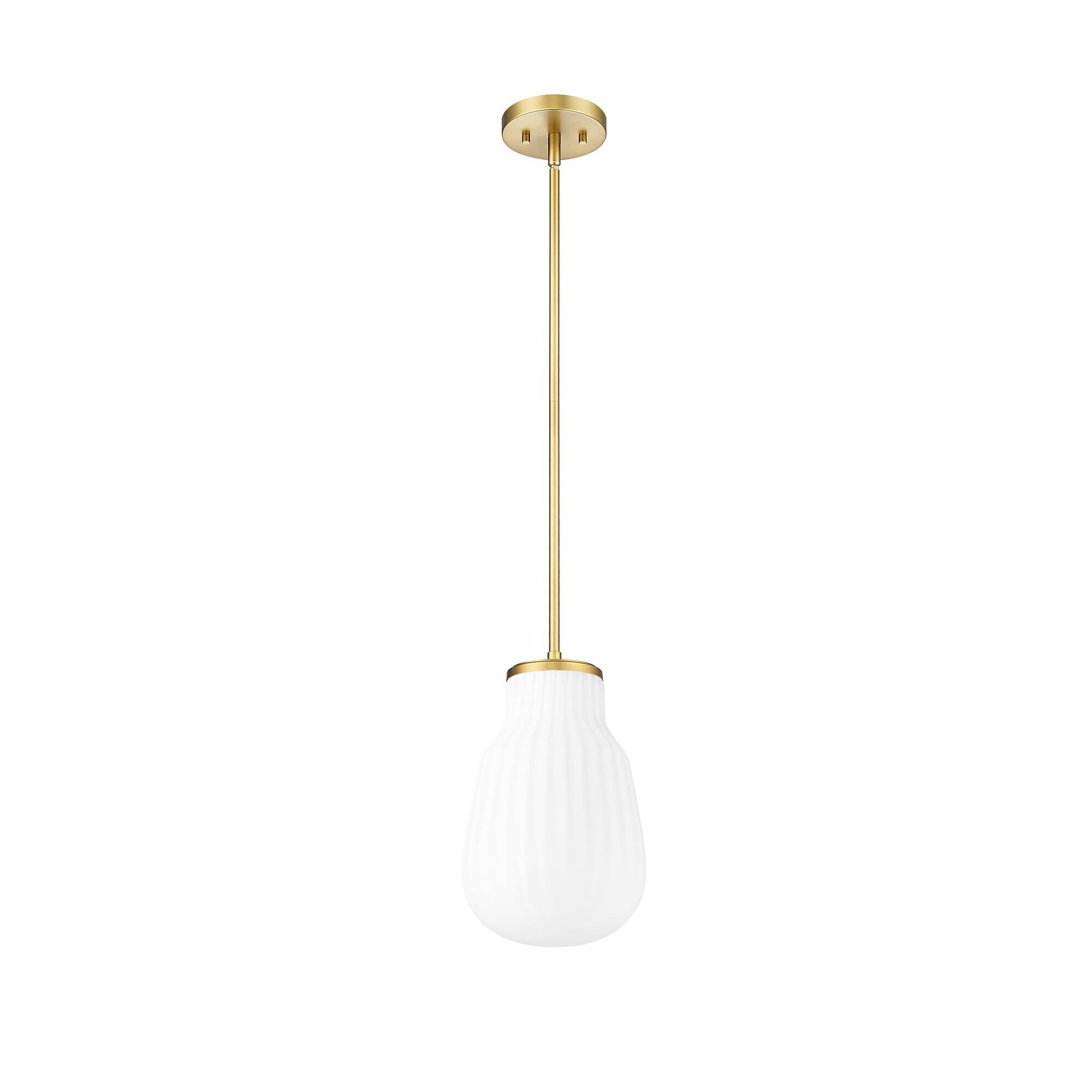 Shown in Modern Gold finish and White Opal glass and White Opal shade