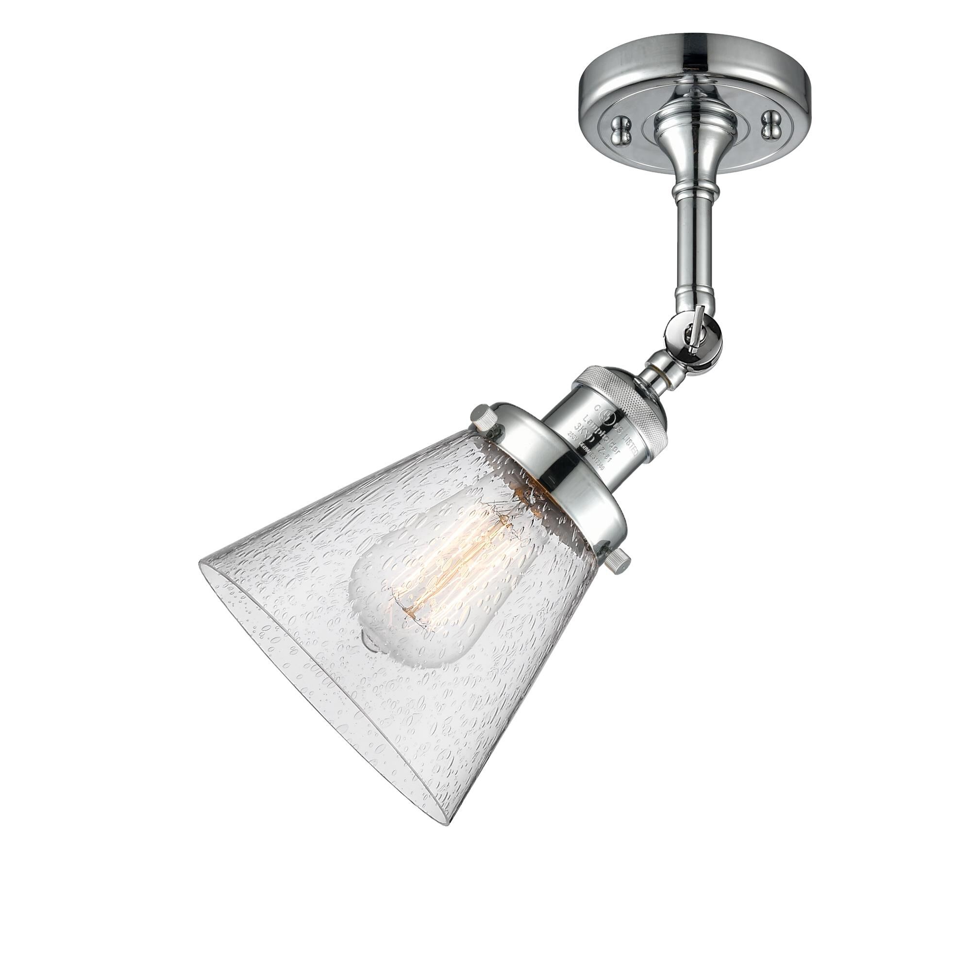 Shown in Polished Chrome finish and Seedy glass and None accent