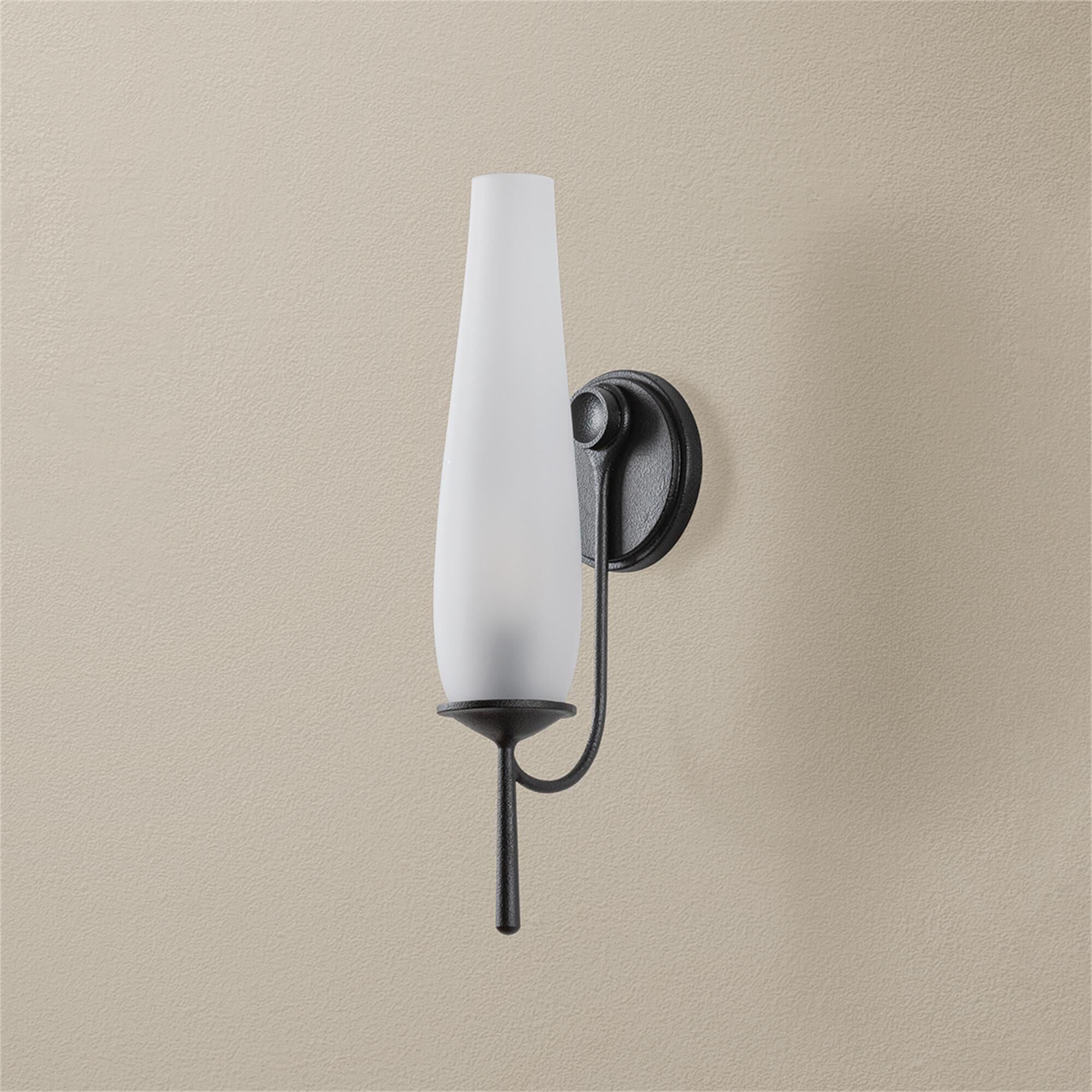 Shown in Forged Iron finish and Clear Etched glass