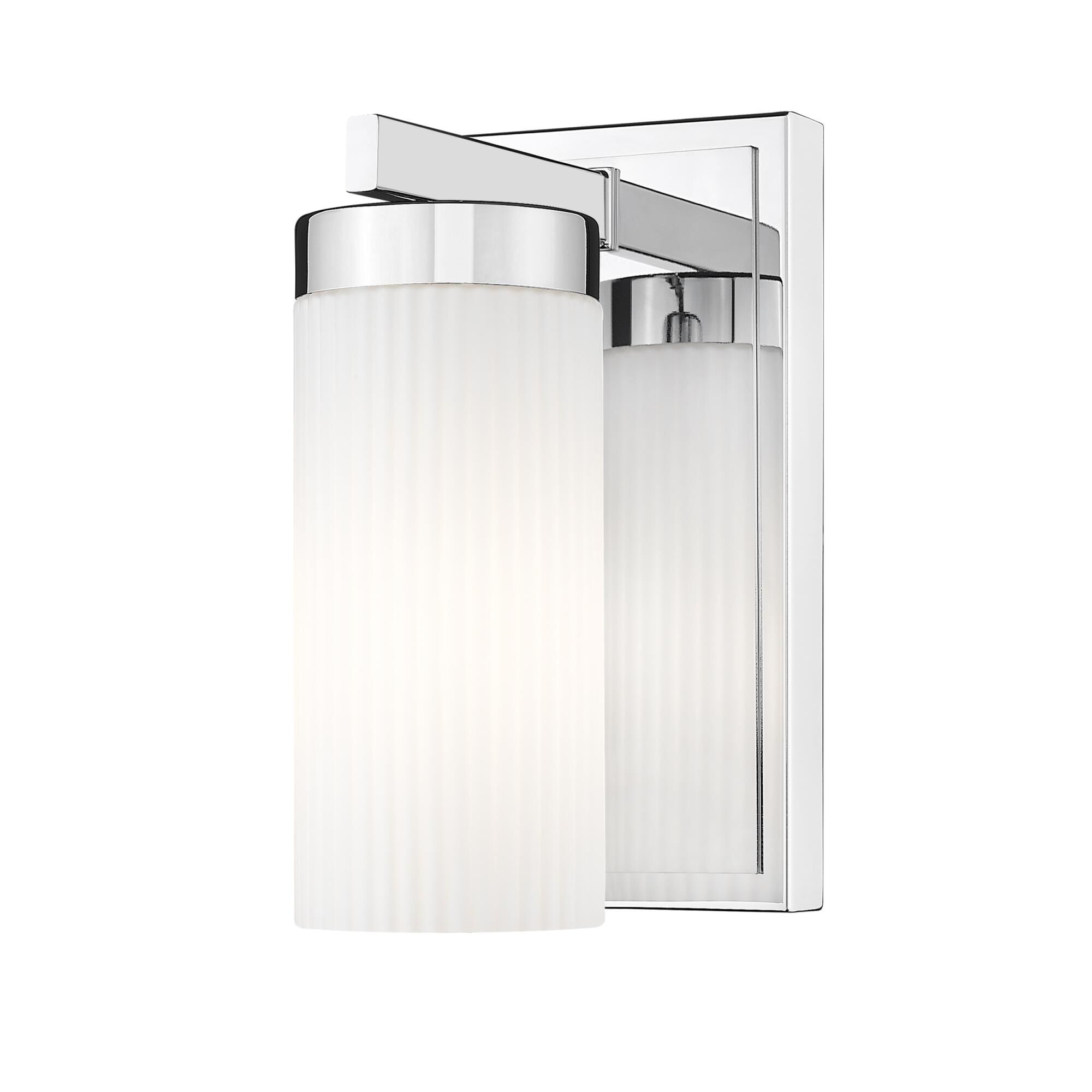 Shown in Chrome finish and White glass and White shade