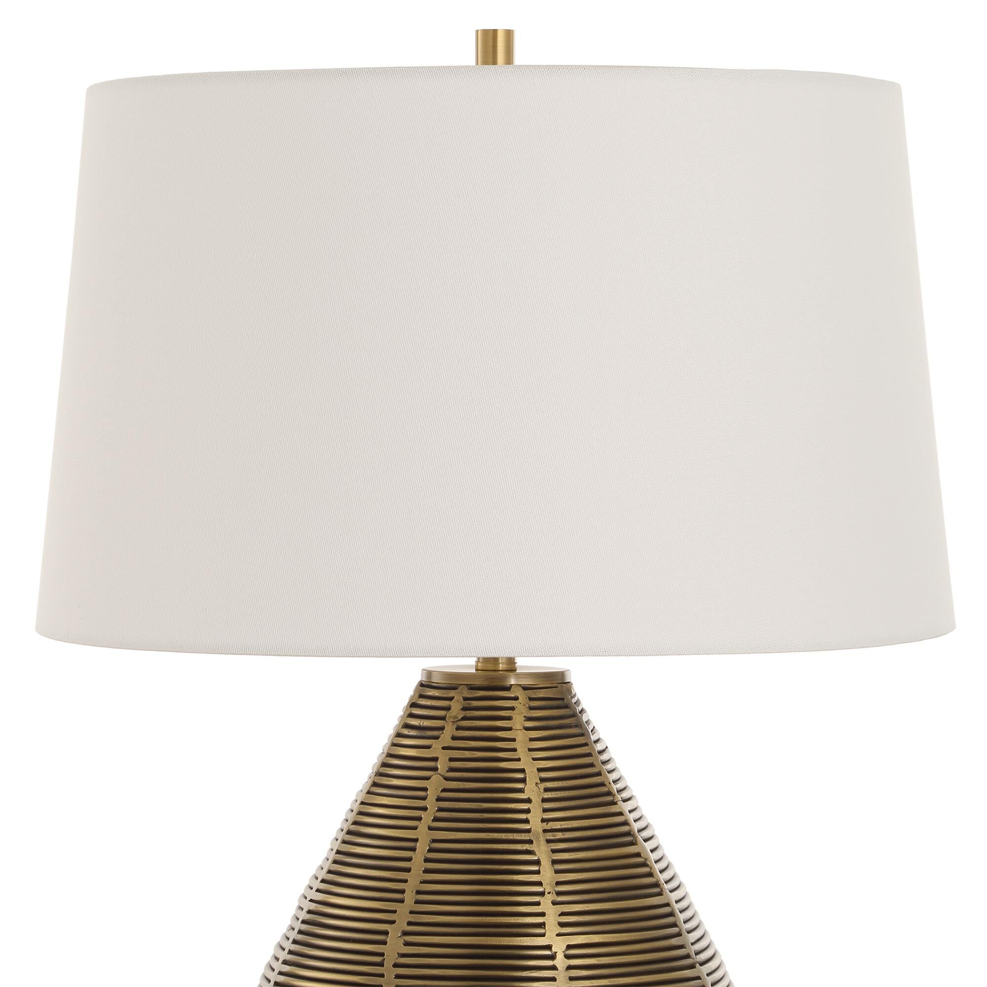 Shown in Brass and Gold finish and Round Hardback Rolled Edge shade