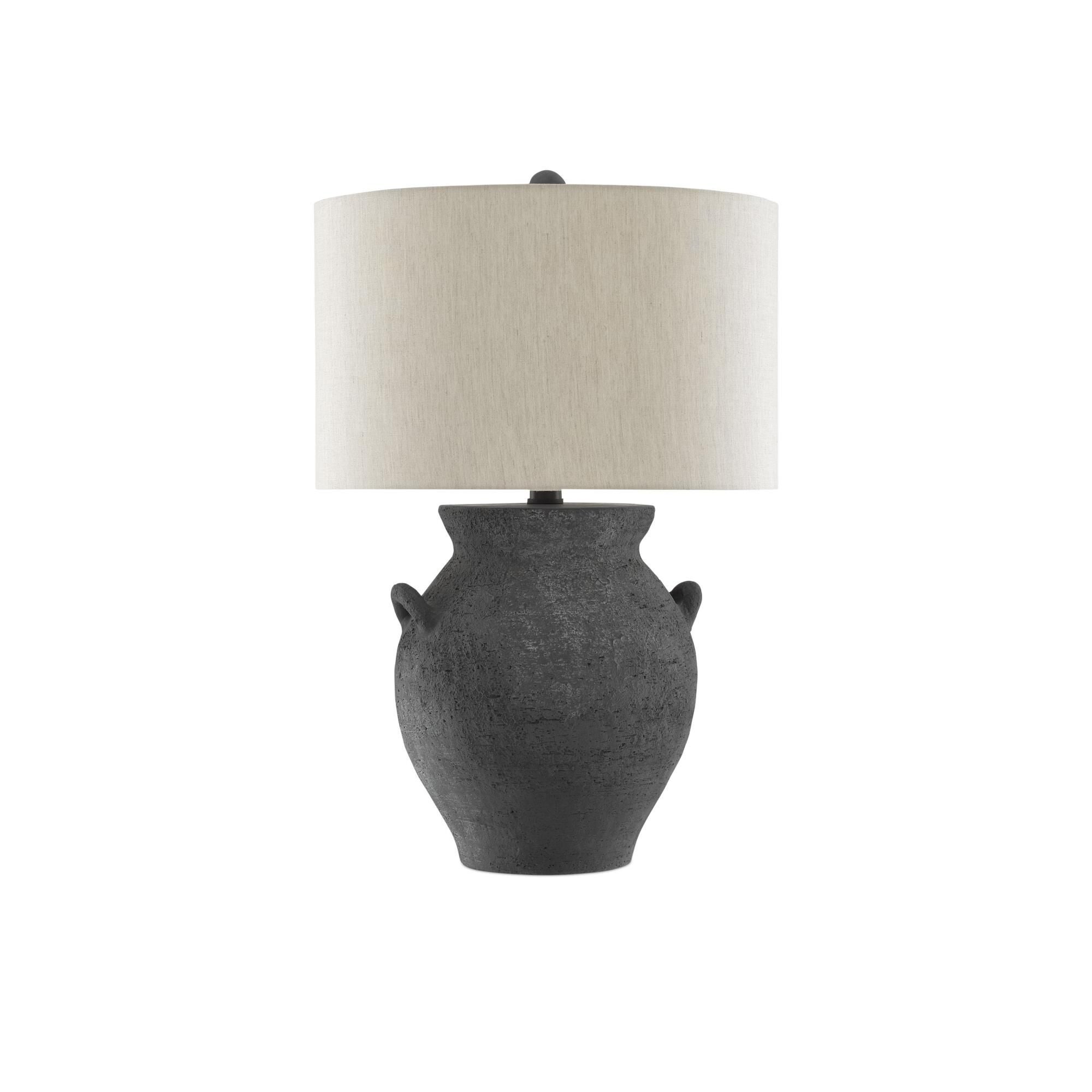 Shown in Black Ash/Satin Black finish and Natural Linen shade