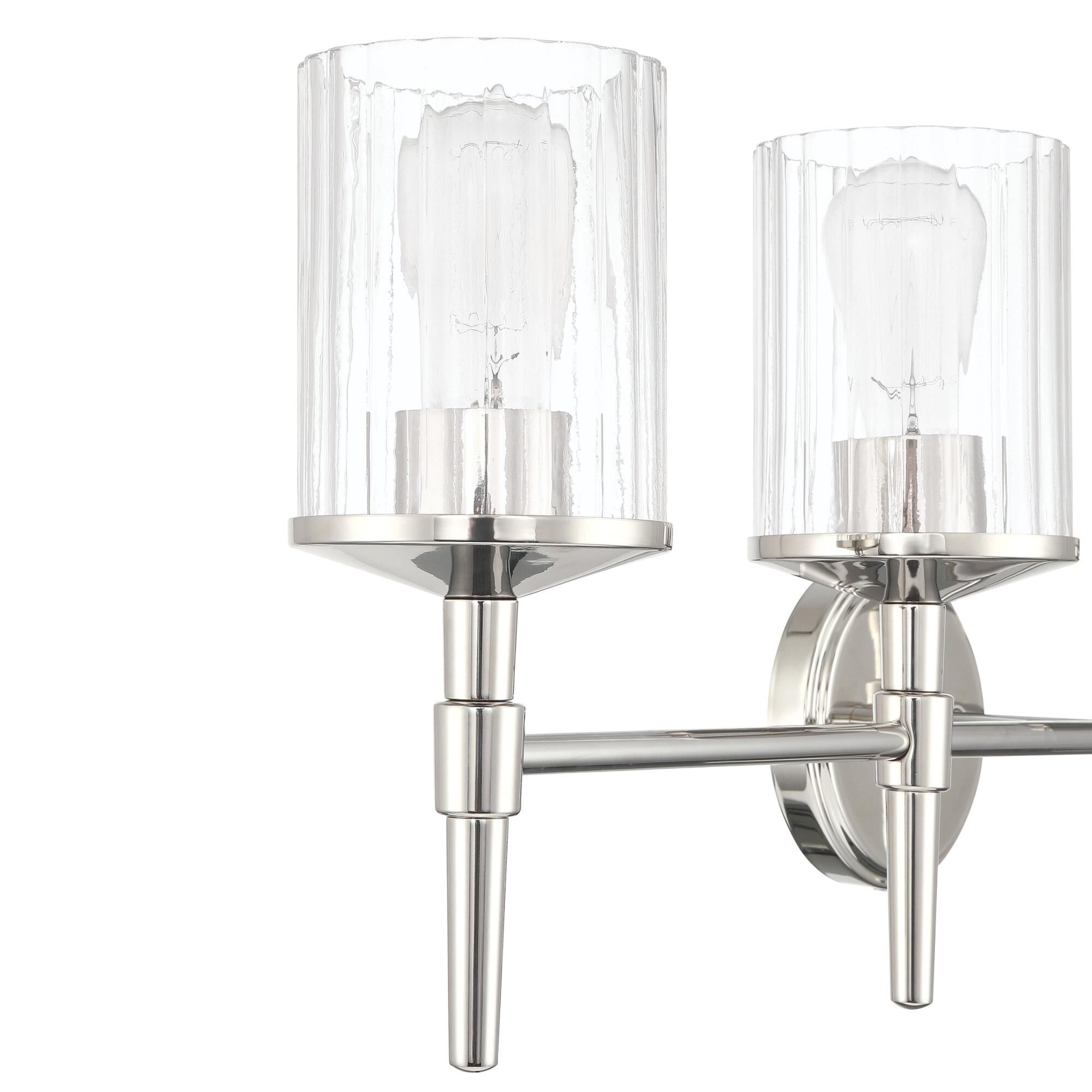Shown in Polished Nickel finish and Clear Ribbed glass