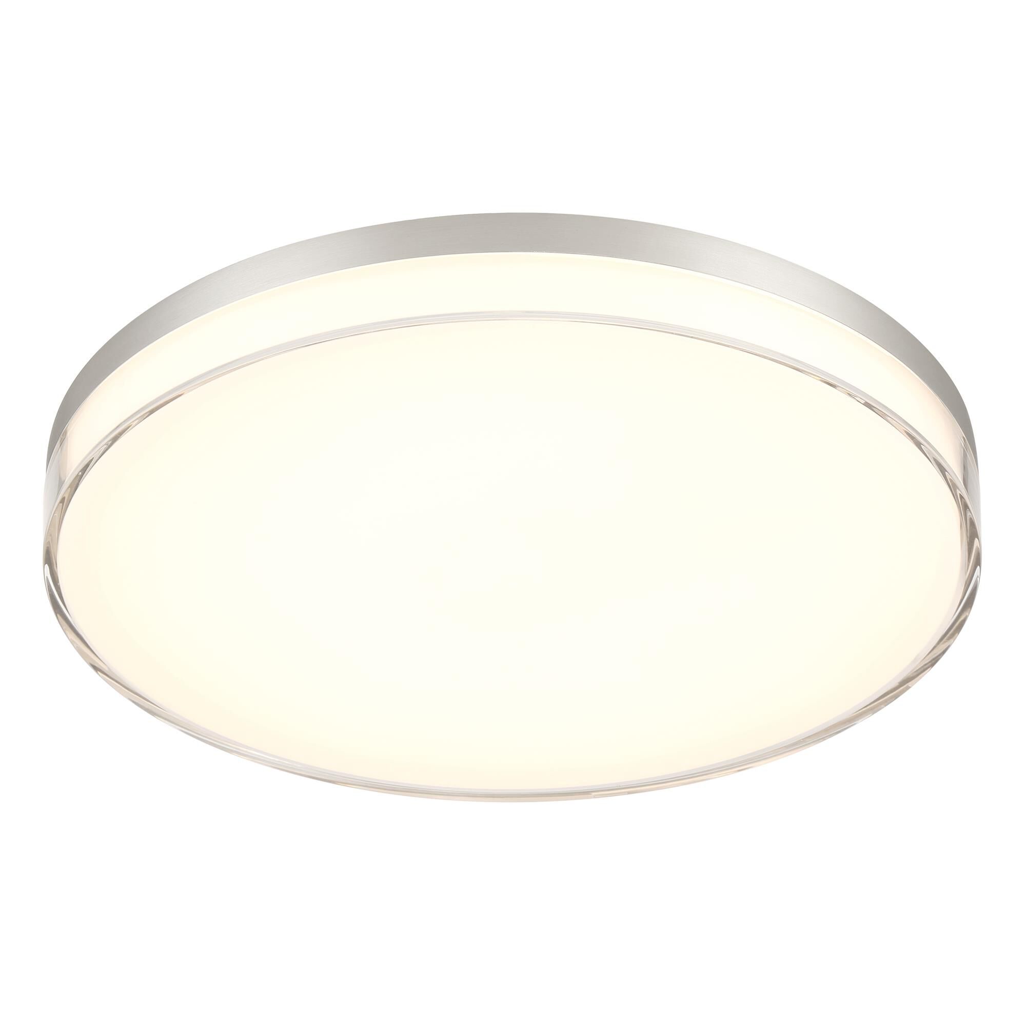 Shown in Brushed Nickel finish and Milky White and Clear Acrylic glass